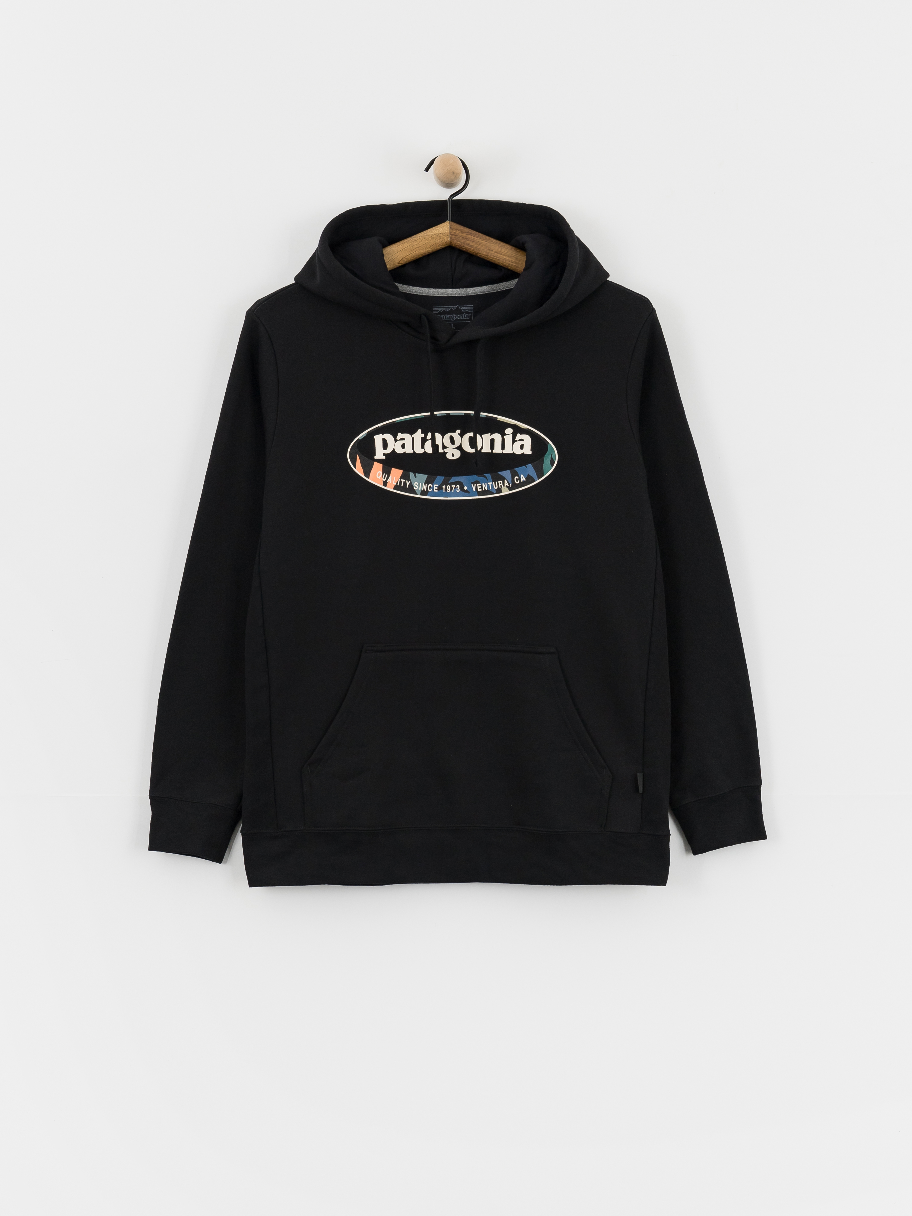 Суитшърт с качулка Patagonia 95 Oval Logo Uprisal HD (black/kaleido)