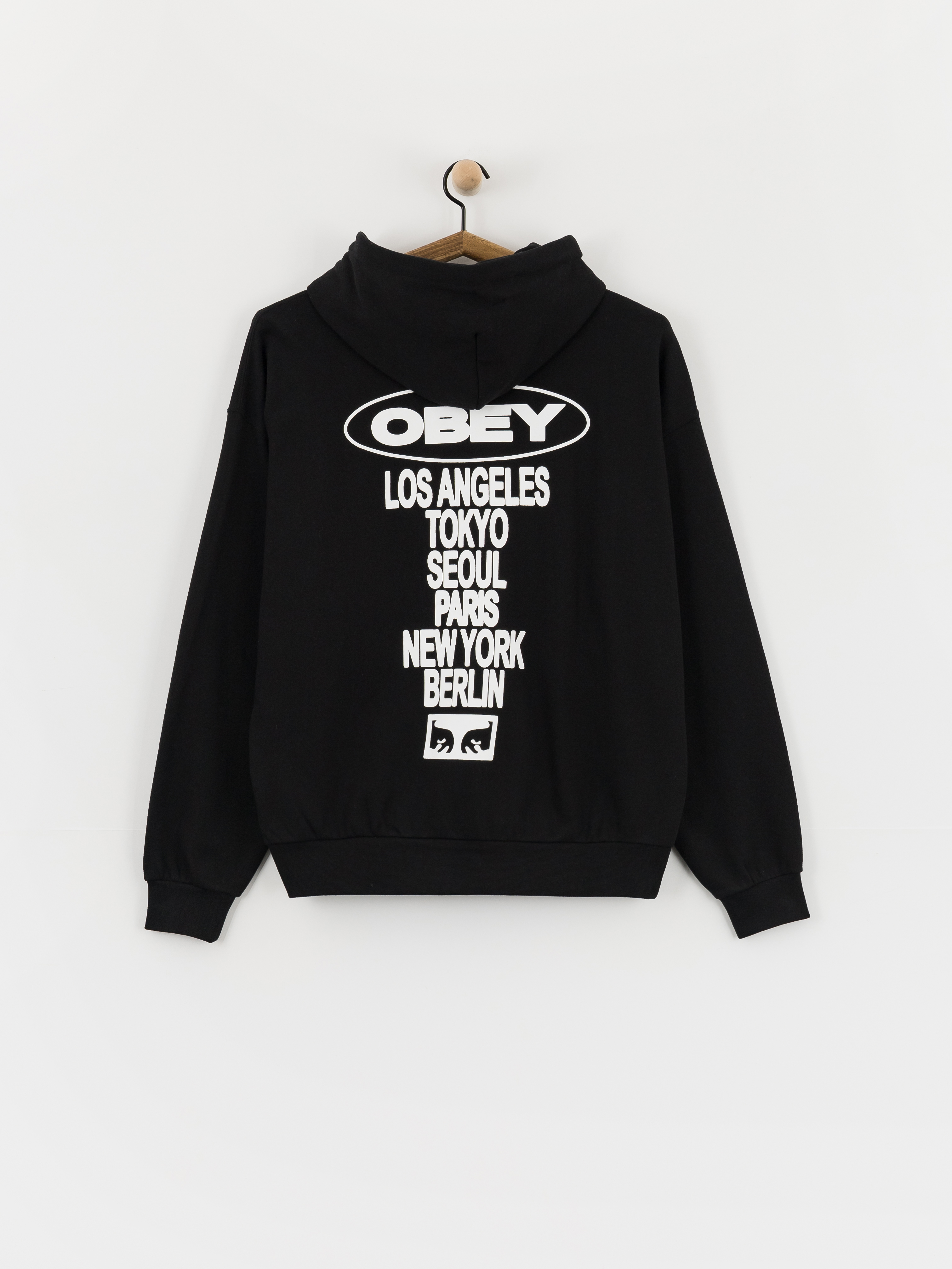Суитшърт с качулка OBEY Oval Cities HD (black)