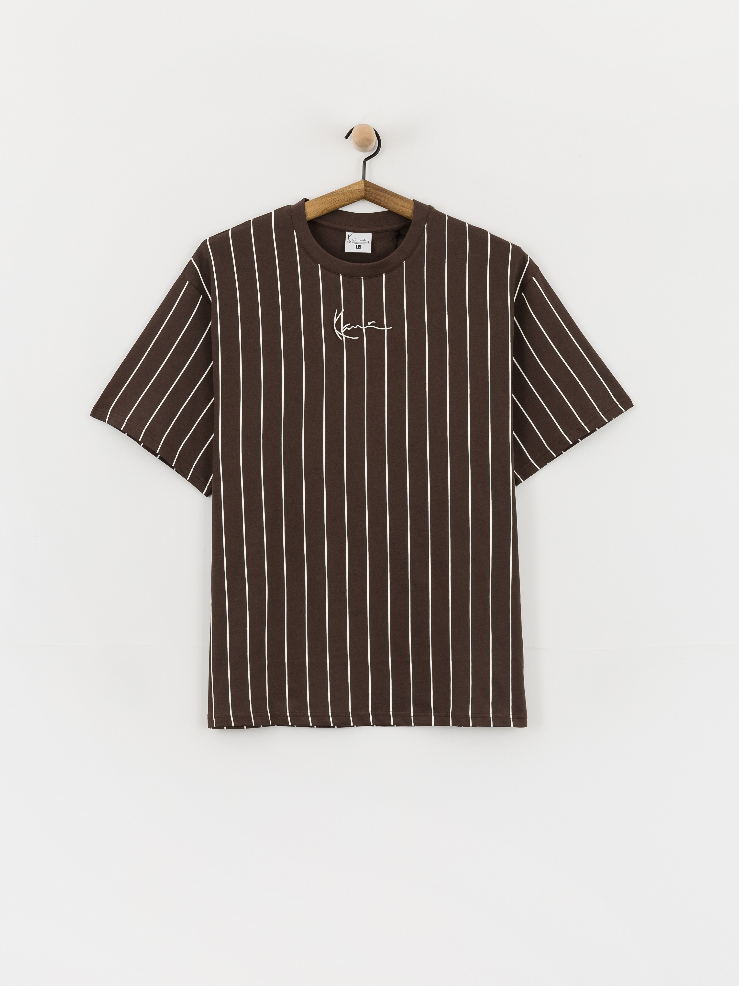 Тениска Karl Kani Small Signature Essential Pinstripe (brown)