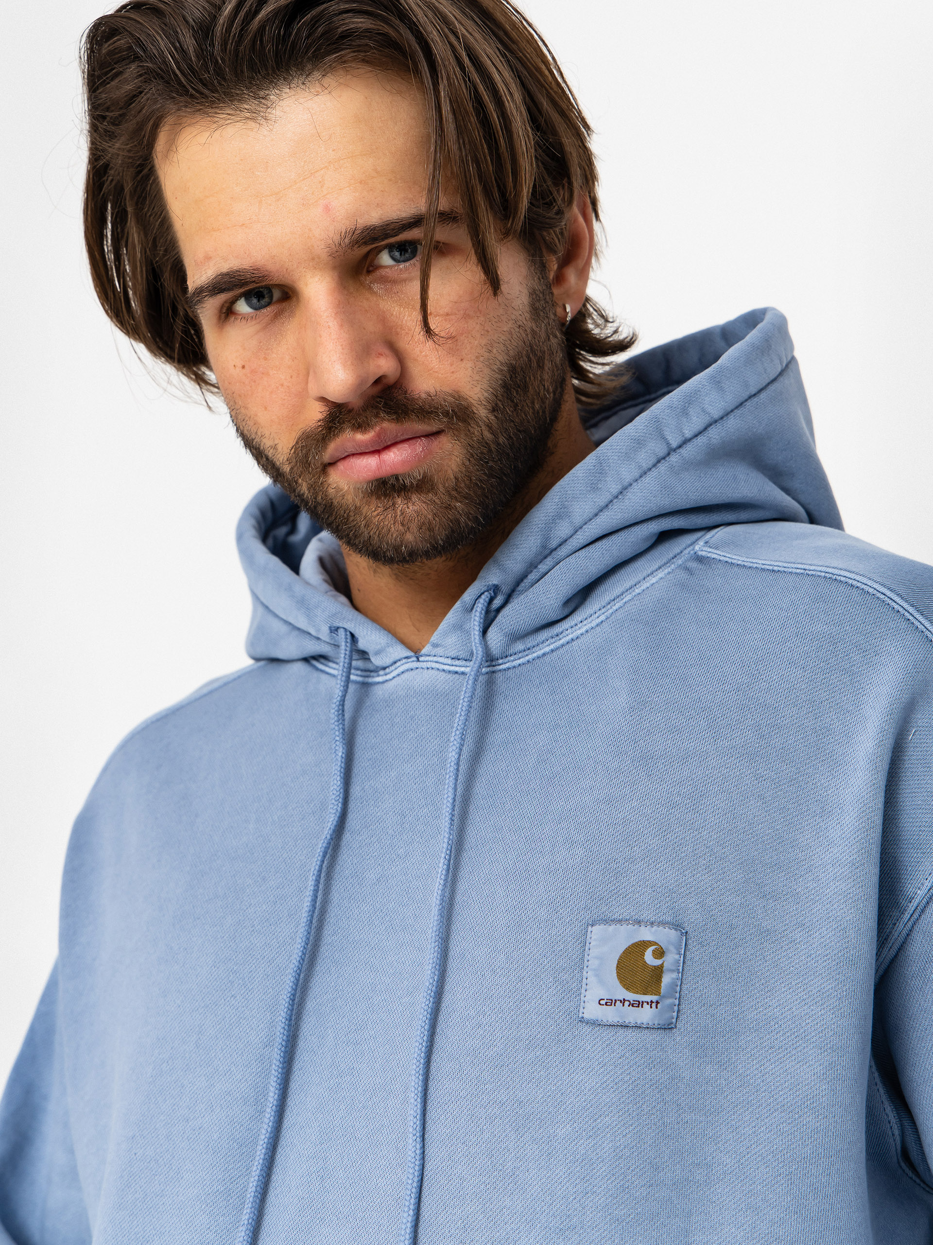 Суитшърт с качулка Carhartt WIP Nelson HD (gentle blue)
