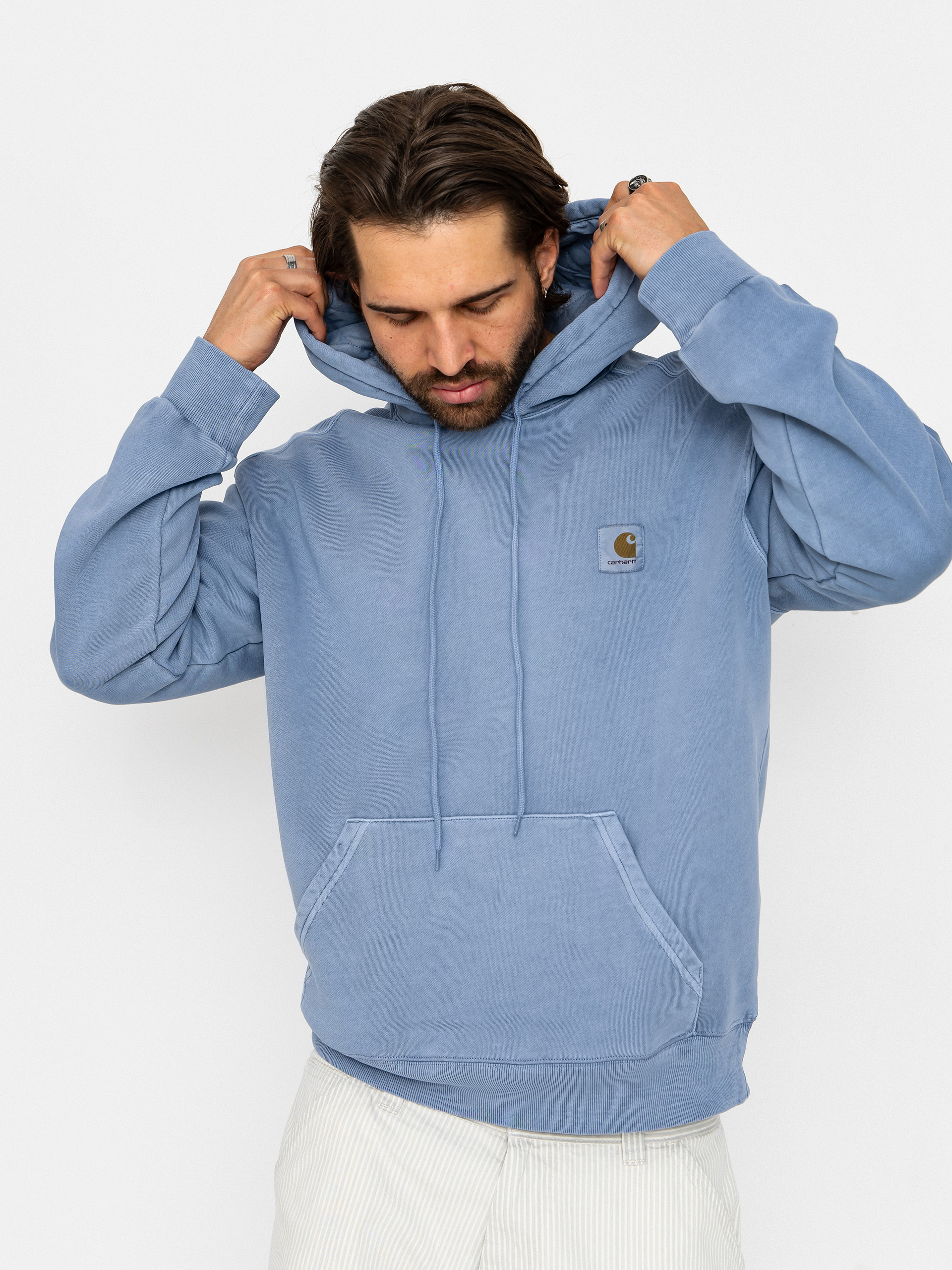 Суитшърт с качулка Carhartt WIP Nelson HD (gentle blue)
