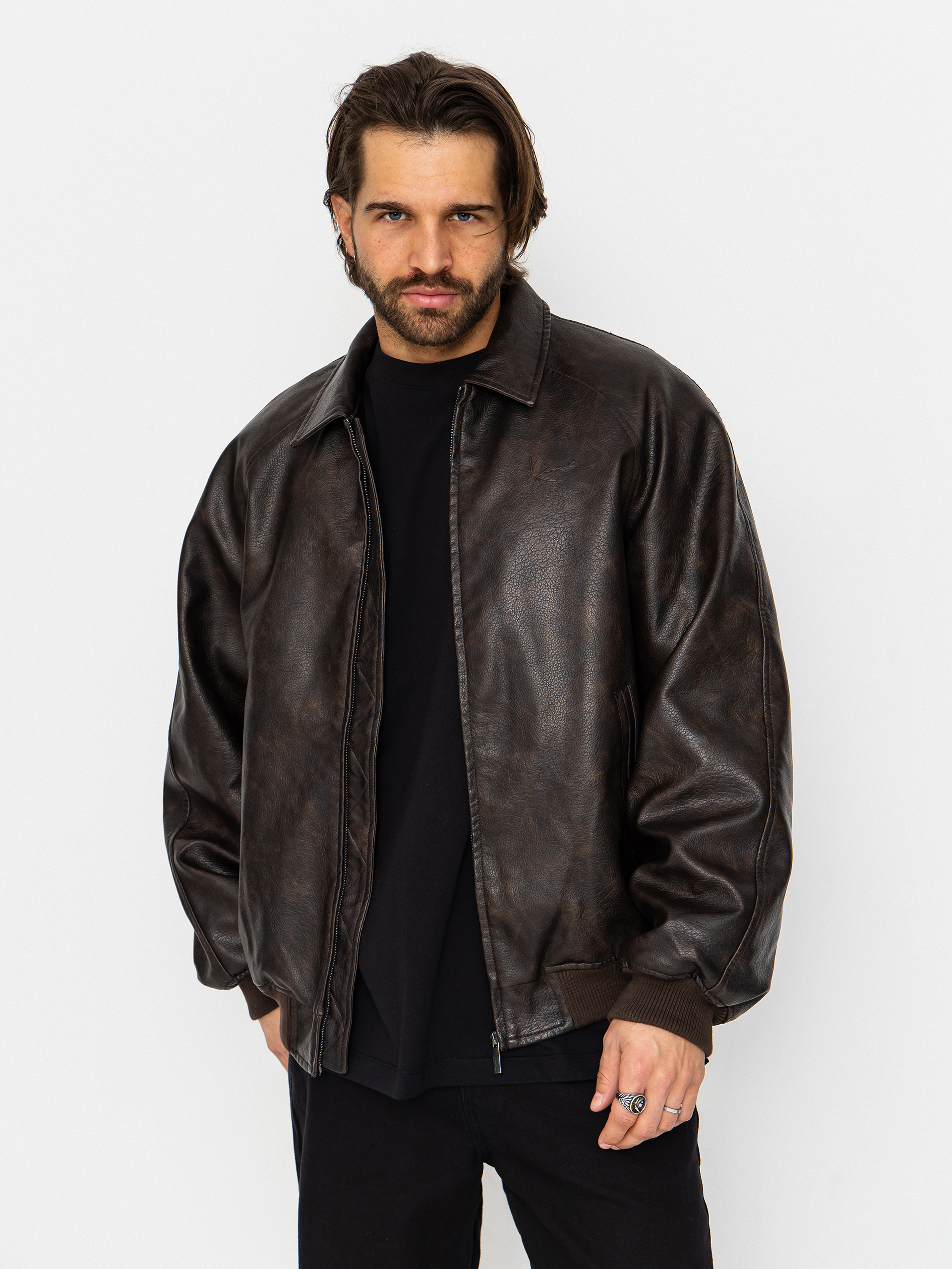 Яке Karl Kani Signature Pu Leather Bomber (brown)