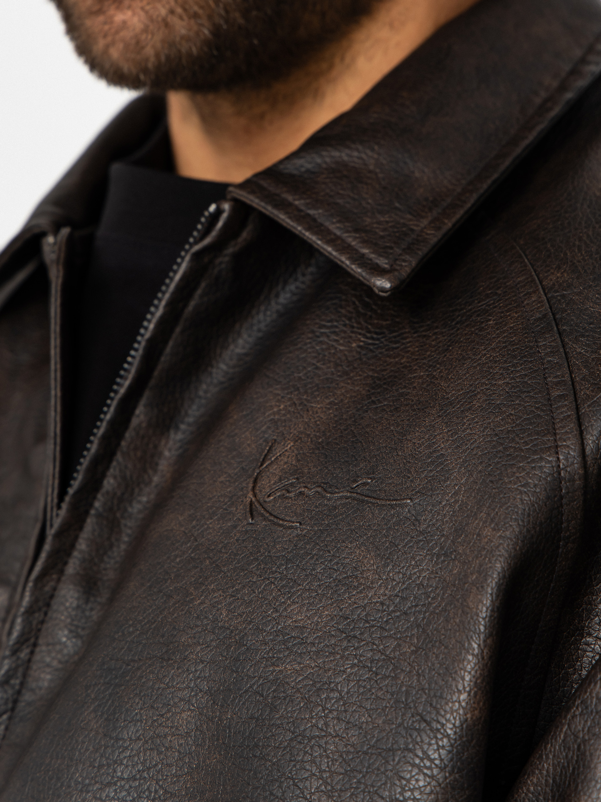 Яке Karl Kani Signature Pu Leather Bomber (brown)