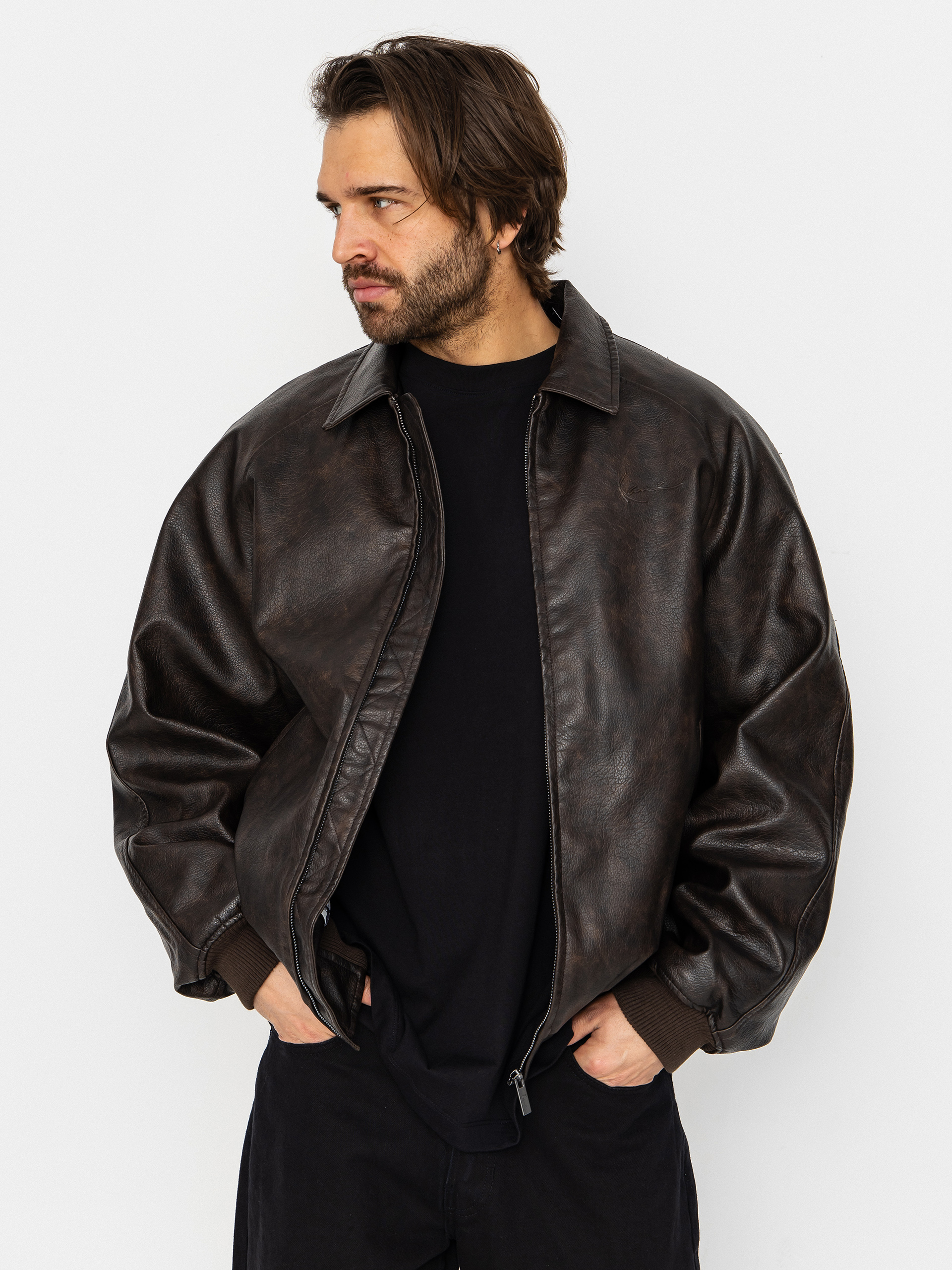 Яке Karl Kani Signature Pu Leather Bomber (brown)