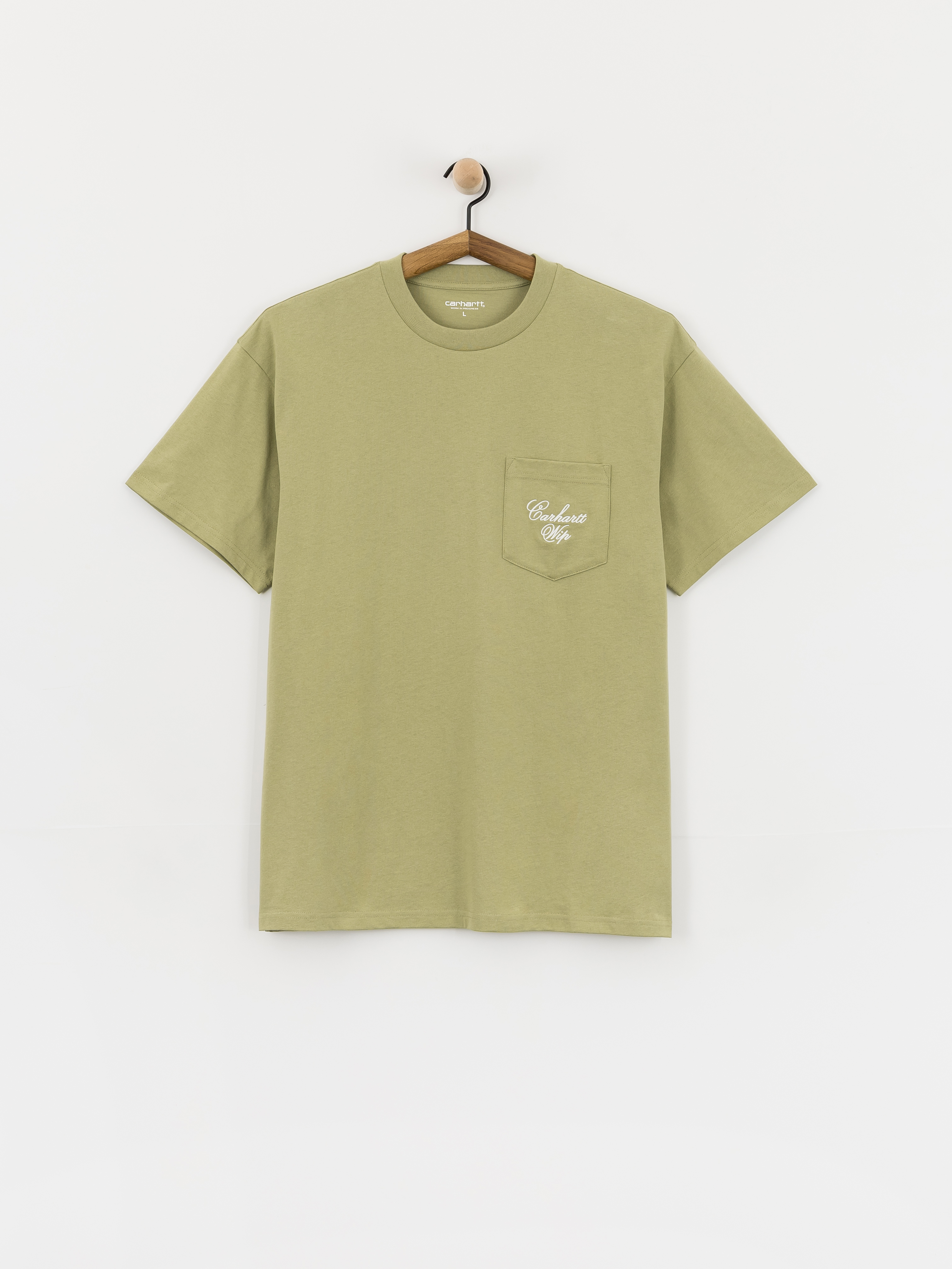 Тениска Carhartt WIP Longhand Pocket (gentle green/white)