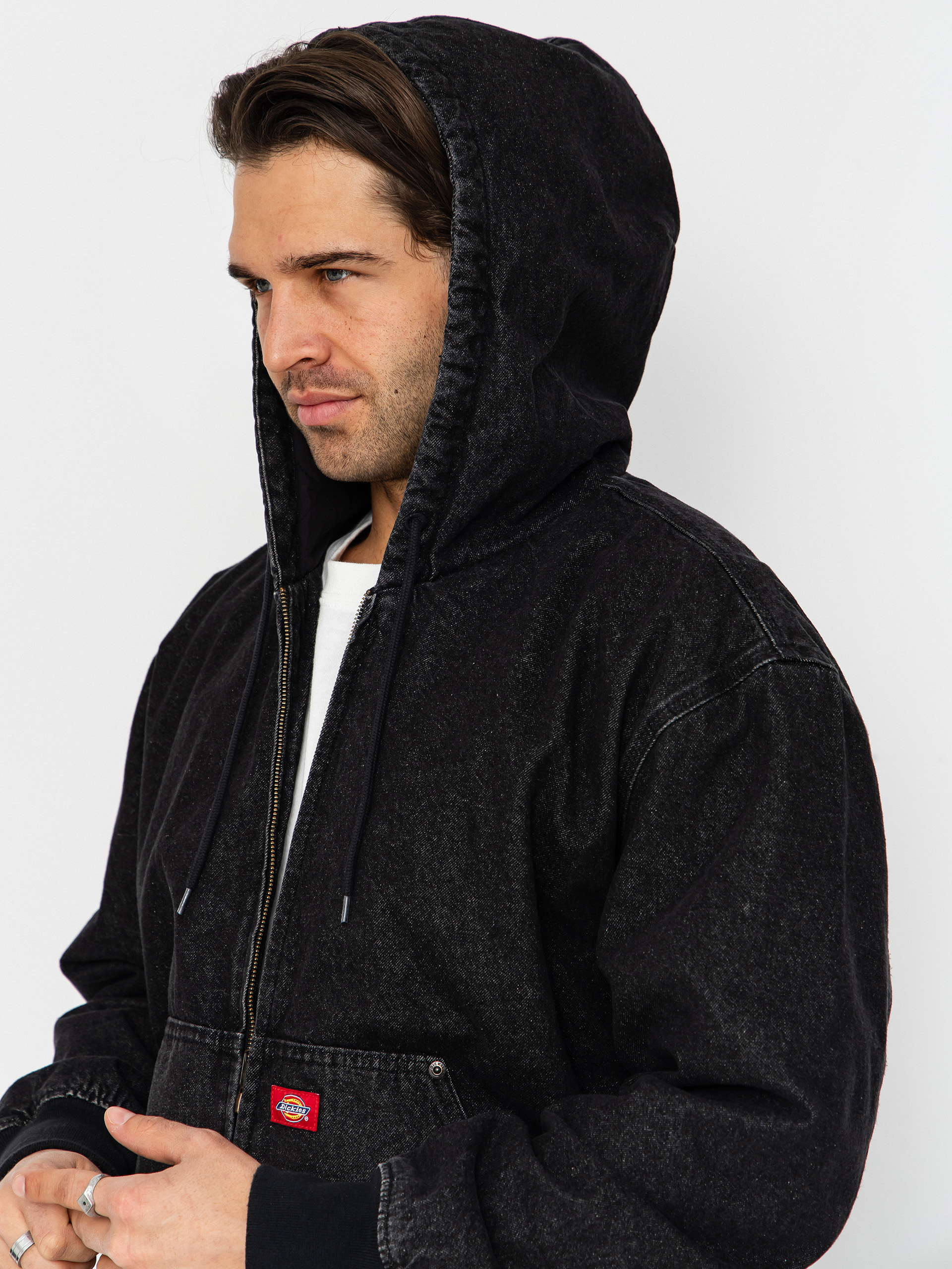Яке Dickies Hilham Lined Denim Hooded Bomber (black wash faded)