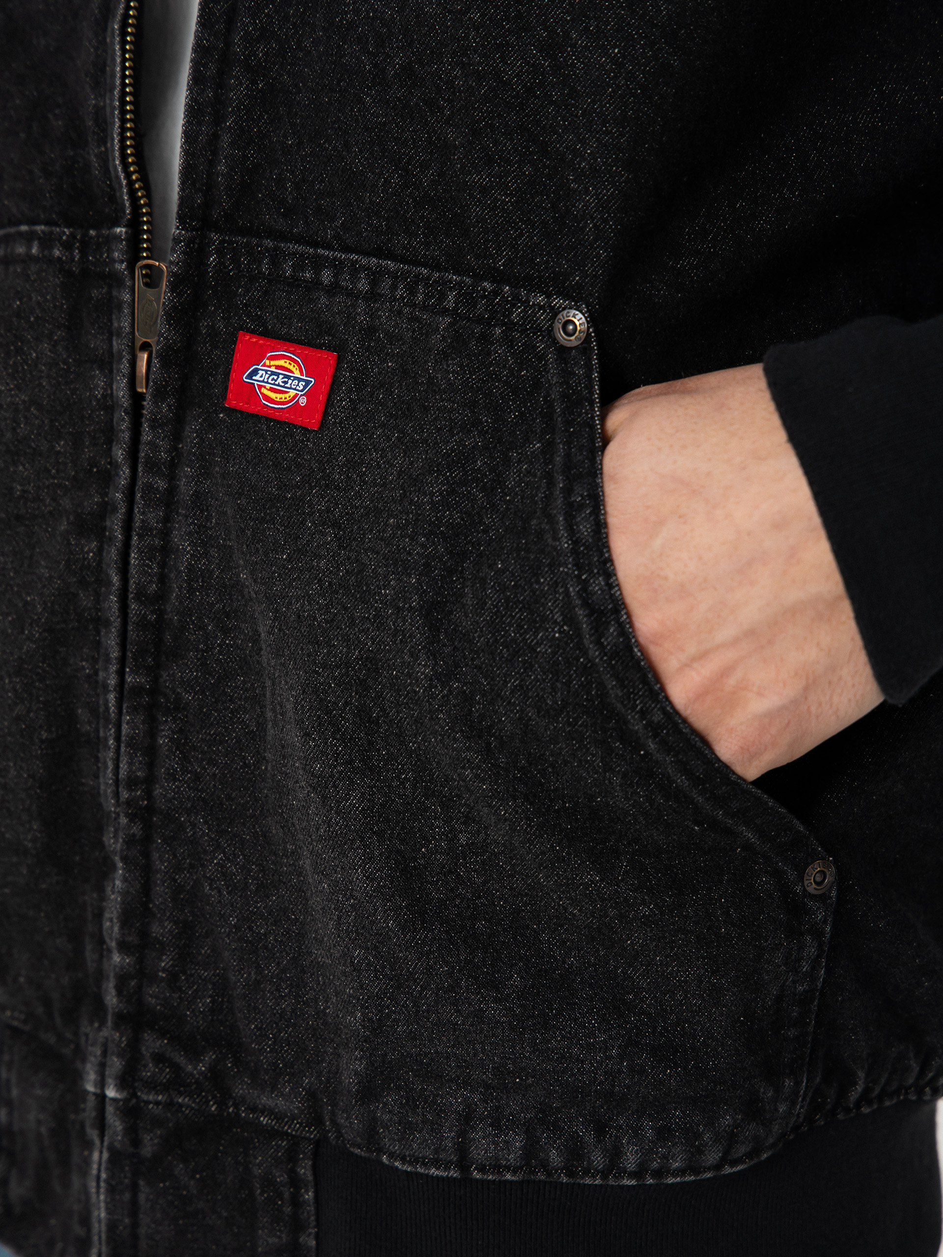 Яке Dickies Hilham Lined Denim Hooded Bomber (black wash faded)