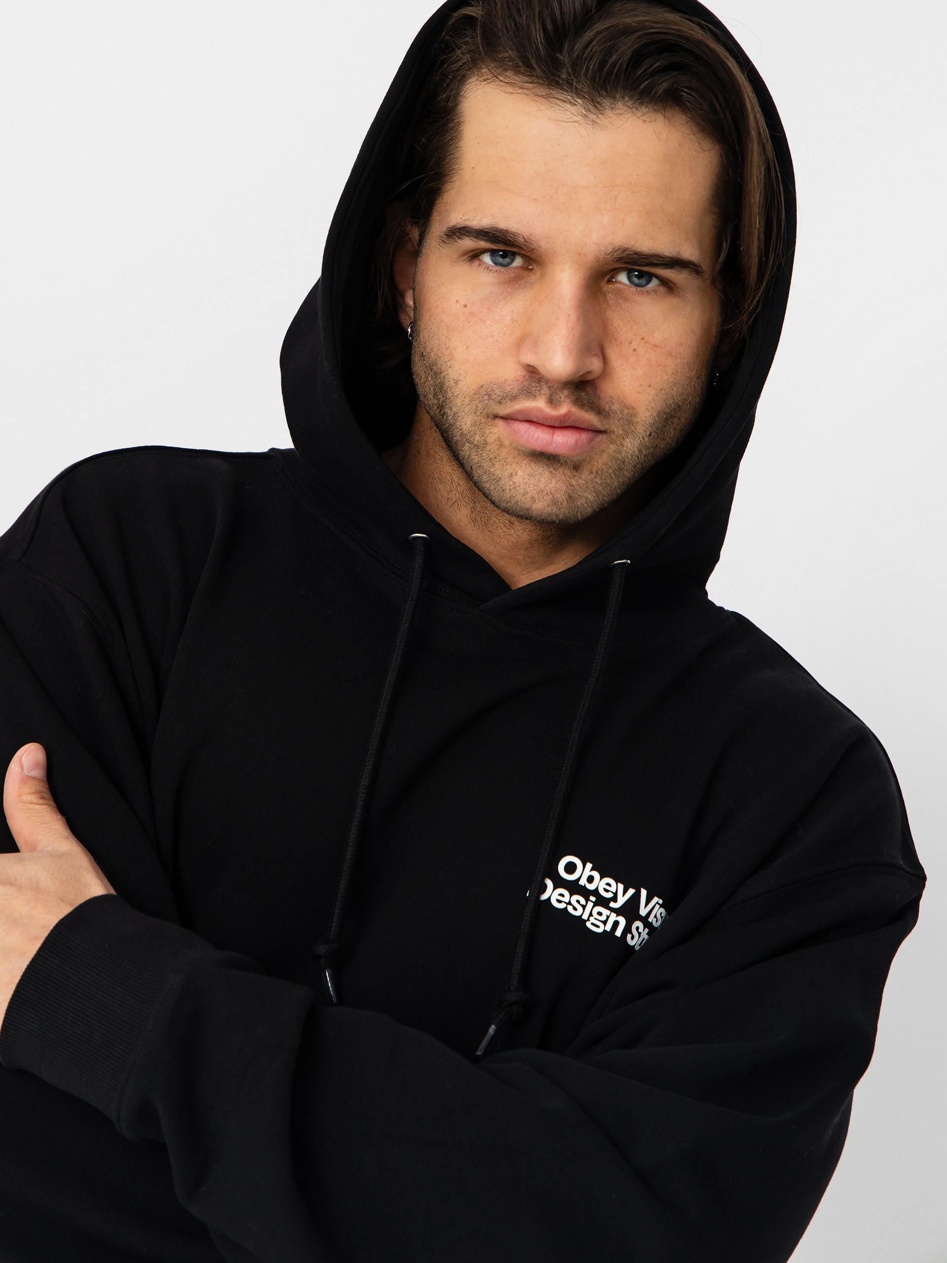 Суитшърт с качулка OBEY Visual Design Studio HD (black)