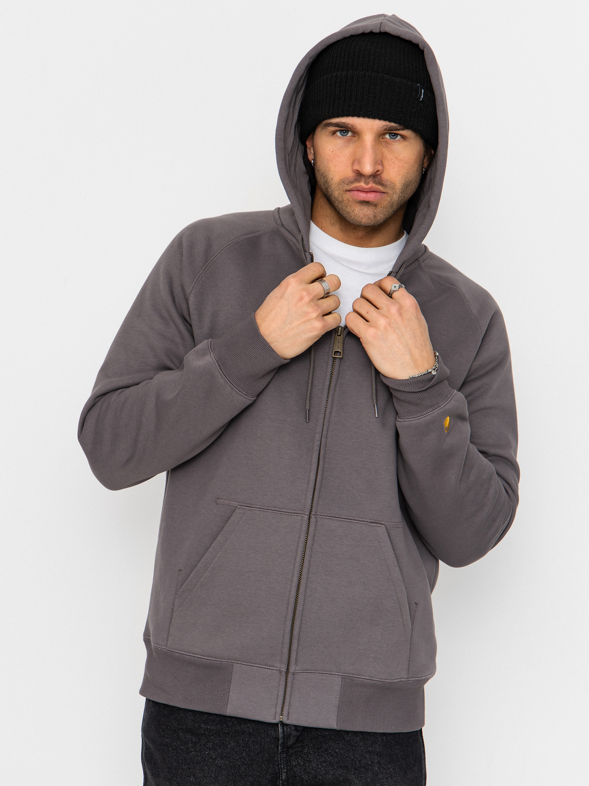 Суитшърт с качулка Carhartt WIP Chase ZHD (porphyry/gold)