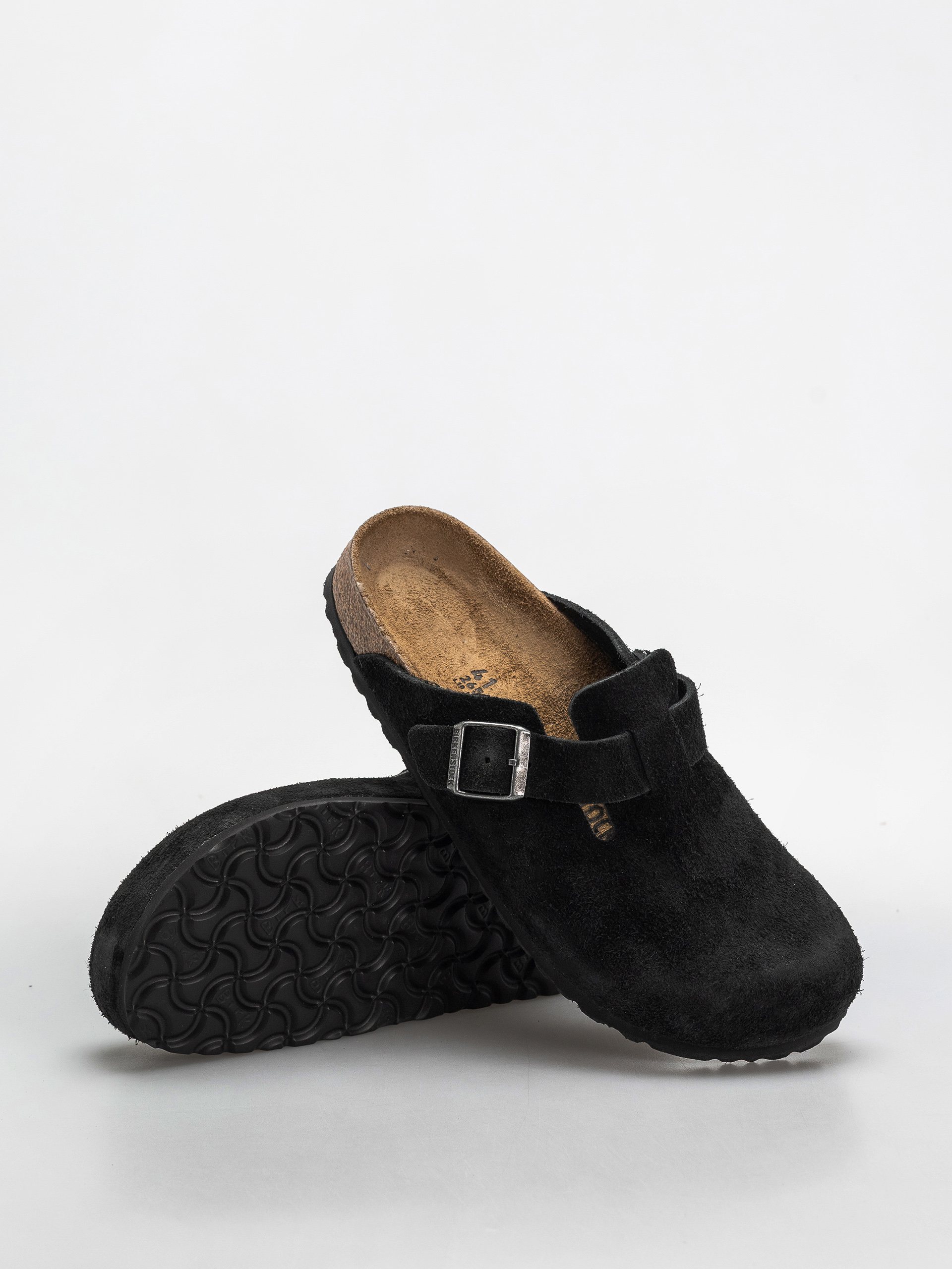 Чехли Birkenstock Boston Suede Leather Narrow (black)