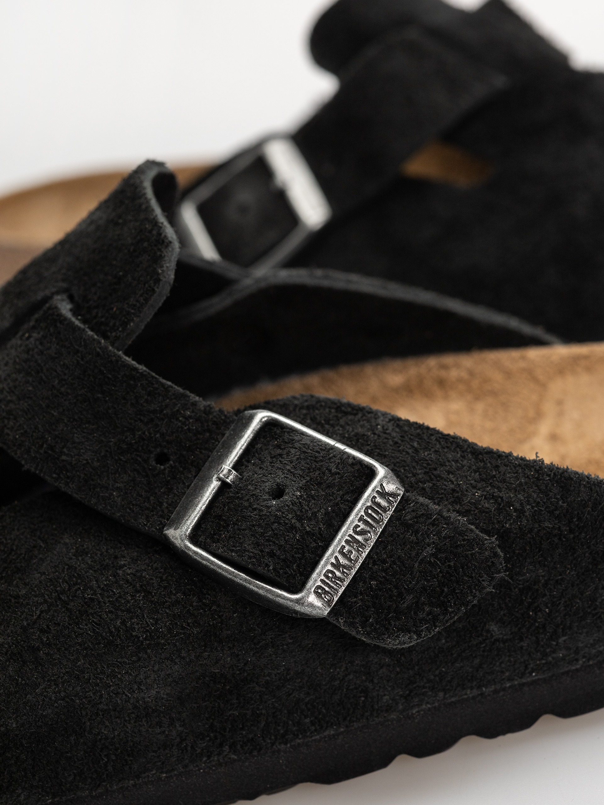 Чехли Birkenstock Boston Suede Leather Narrow (black)