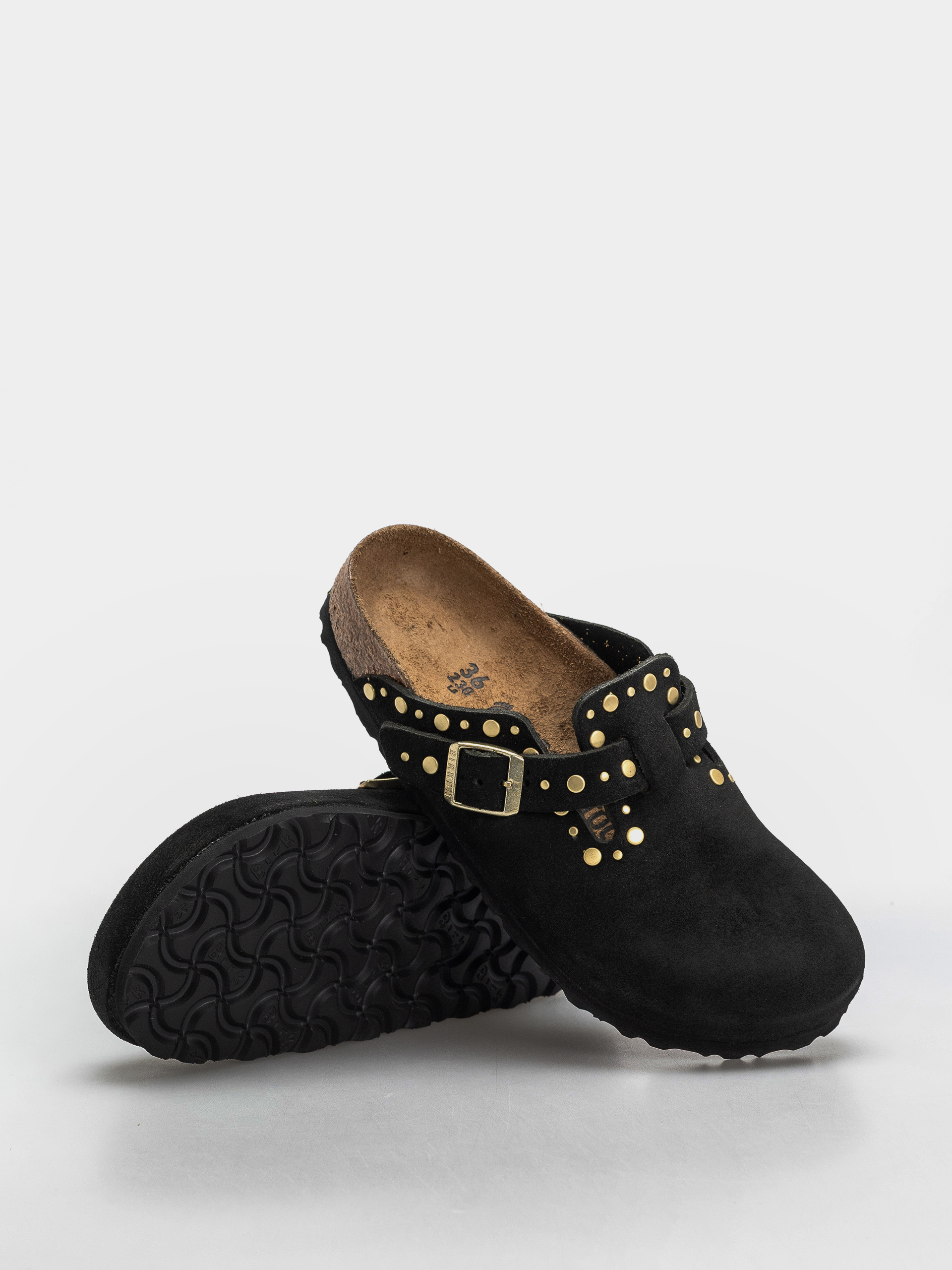 Чехли Birkenstock Boston Rivets Suede Leather Narrow Wmn (black)