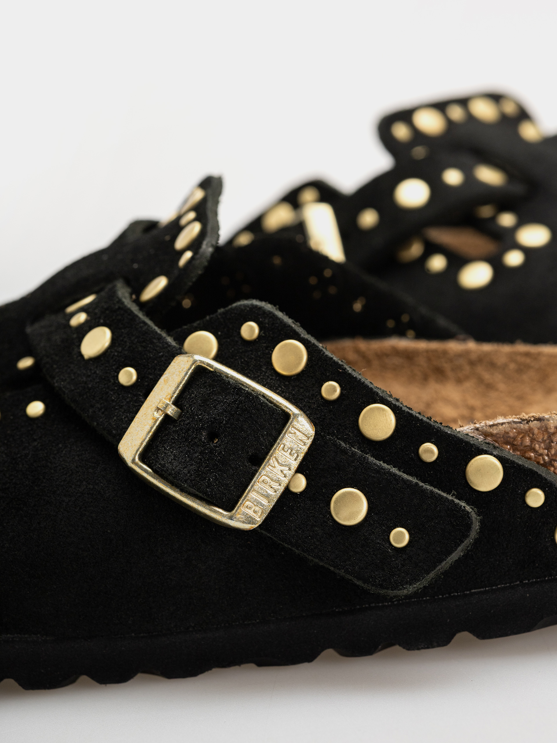 Чехли Birkenstock Boston Rivets Suede Leather Narrow Wmn (black)