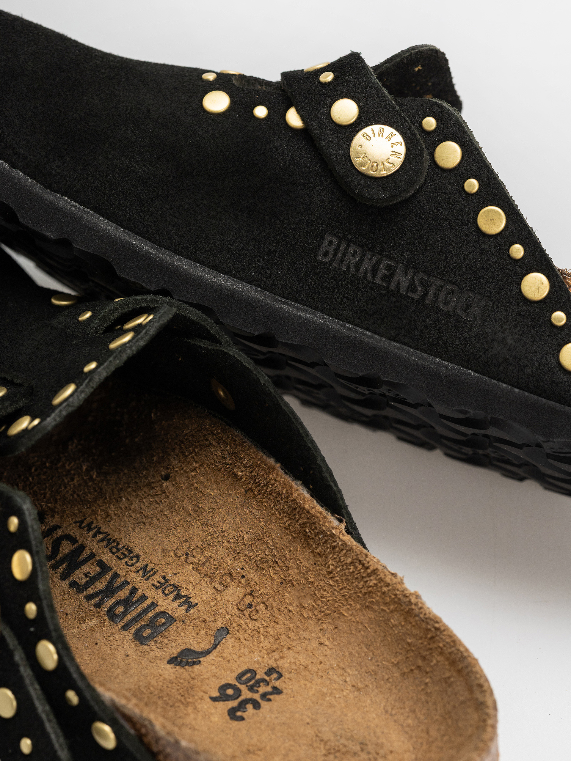 Чехли Birkenstock Boston Rivets Suede Leather Narrow Wmn (black)