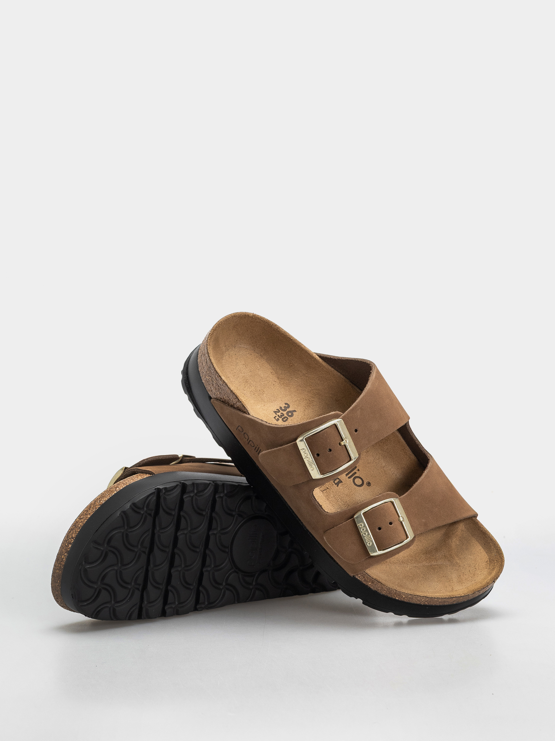 Чехли Birkenstock Arizona Flex Platform Nubuck Leather Narrow Wmn (dark tea)