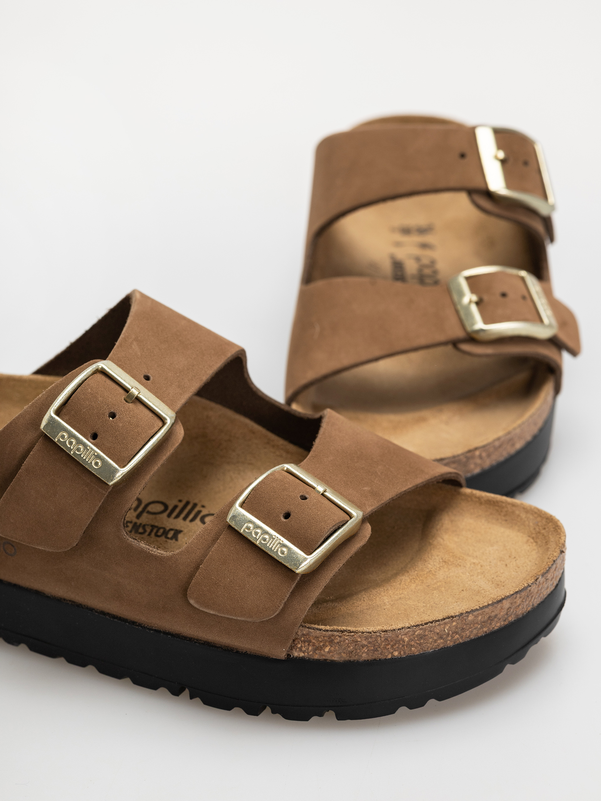 Чехли Birkenstock Arizona Flex Platform Nubuck Leather Narrow Wmn (dark tea)
