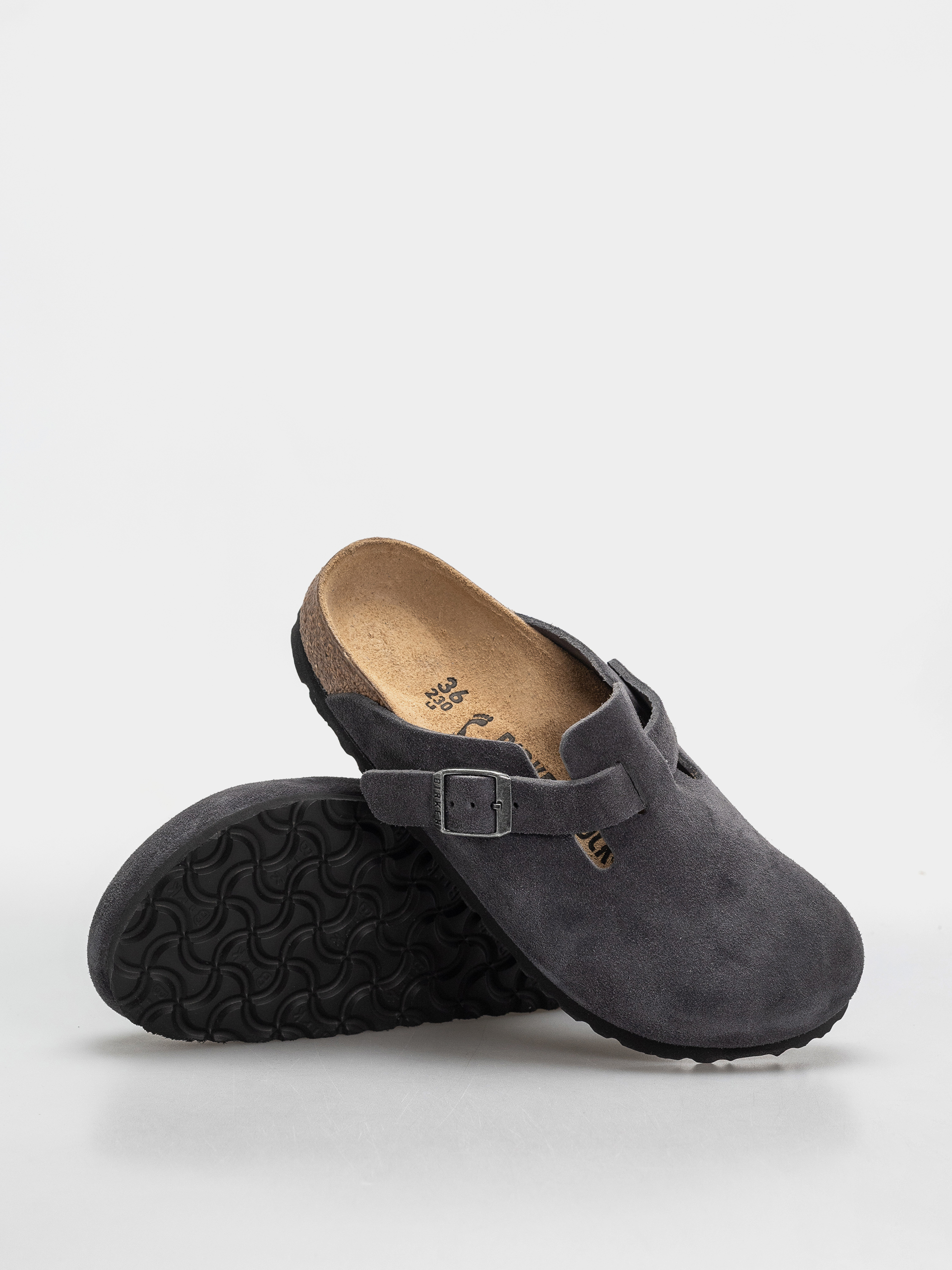Чехли Birkenstock Boston Suede Leather Narrow (charcoal)
