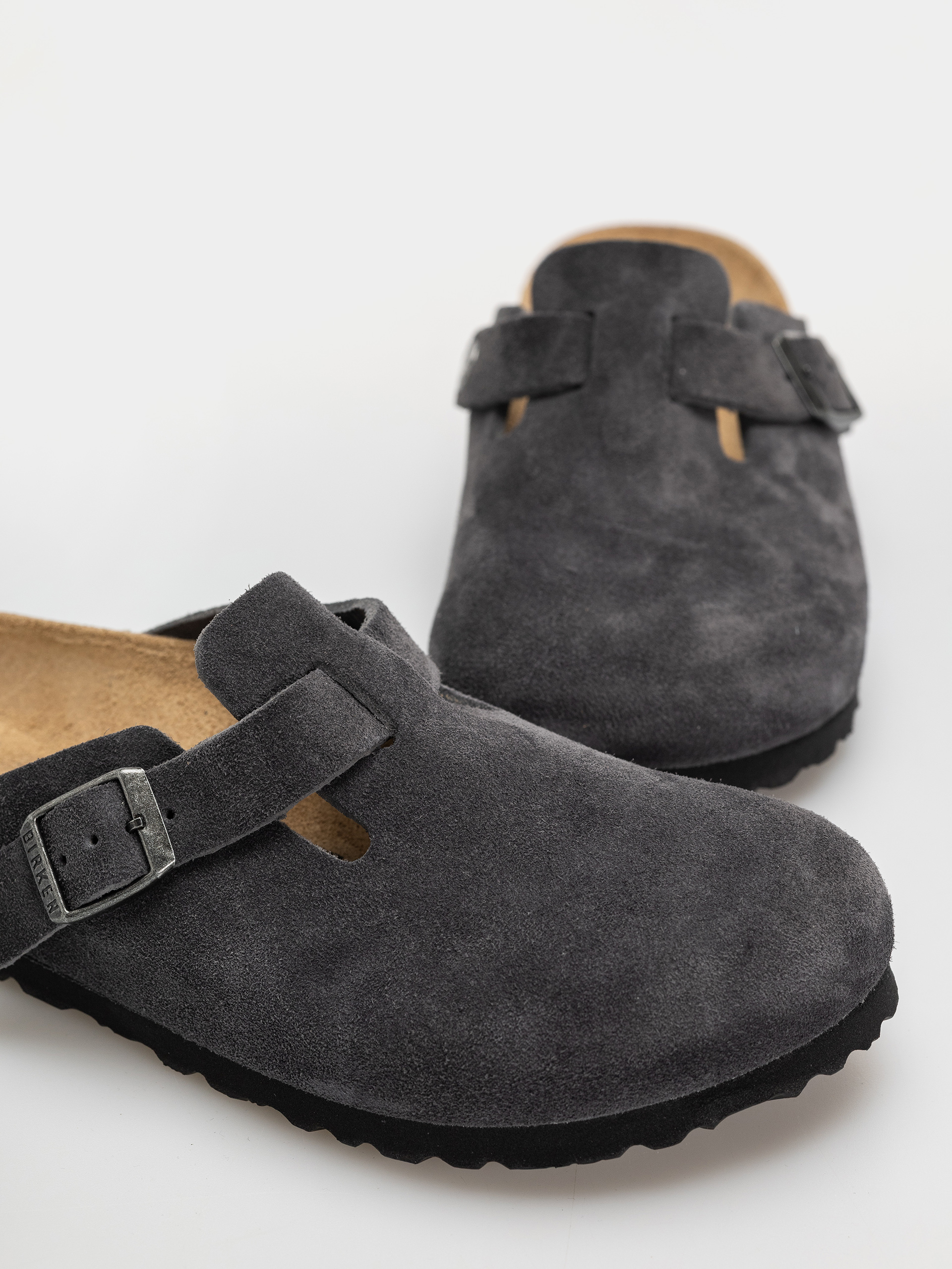 Чехли Birkenstock Boston Suede Leather Narrow (charcoal)