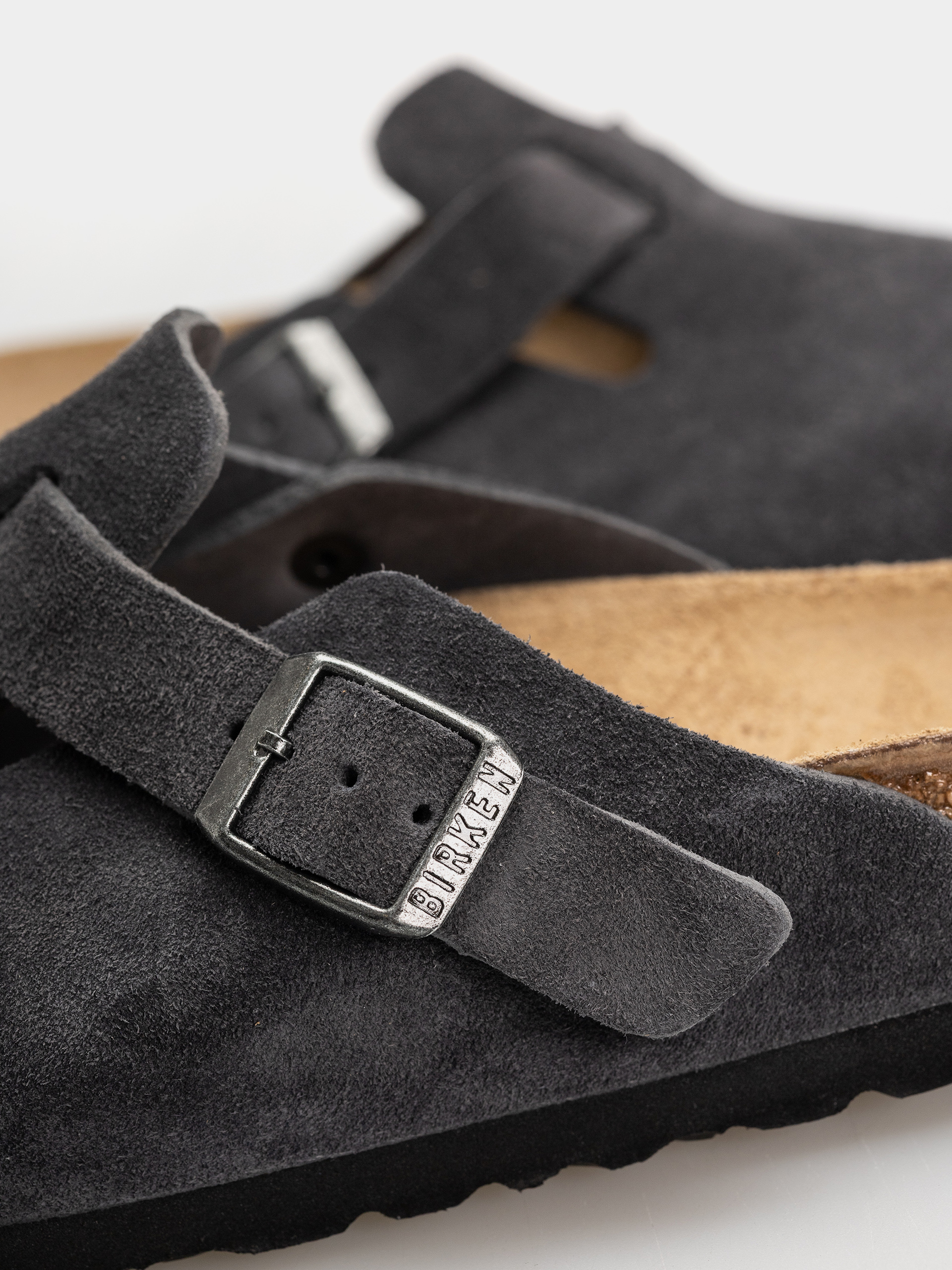 Чехли Birkenstock Boston Suede Leather Narrow (charcoal)