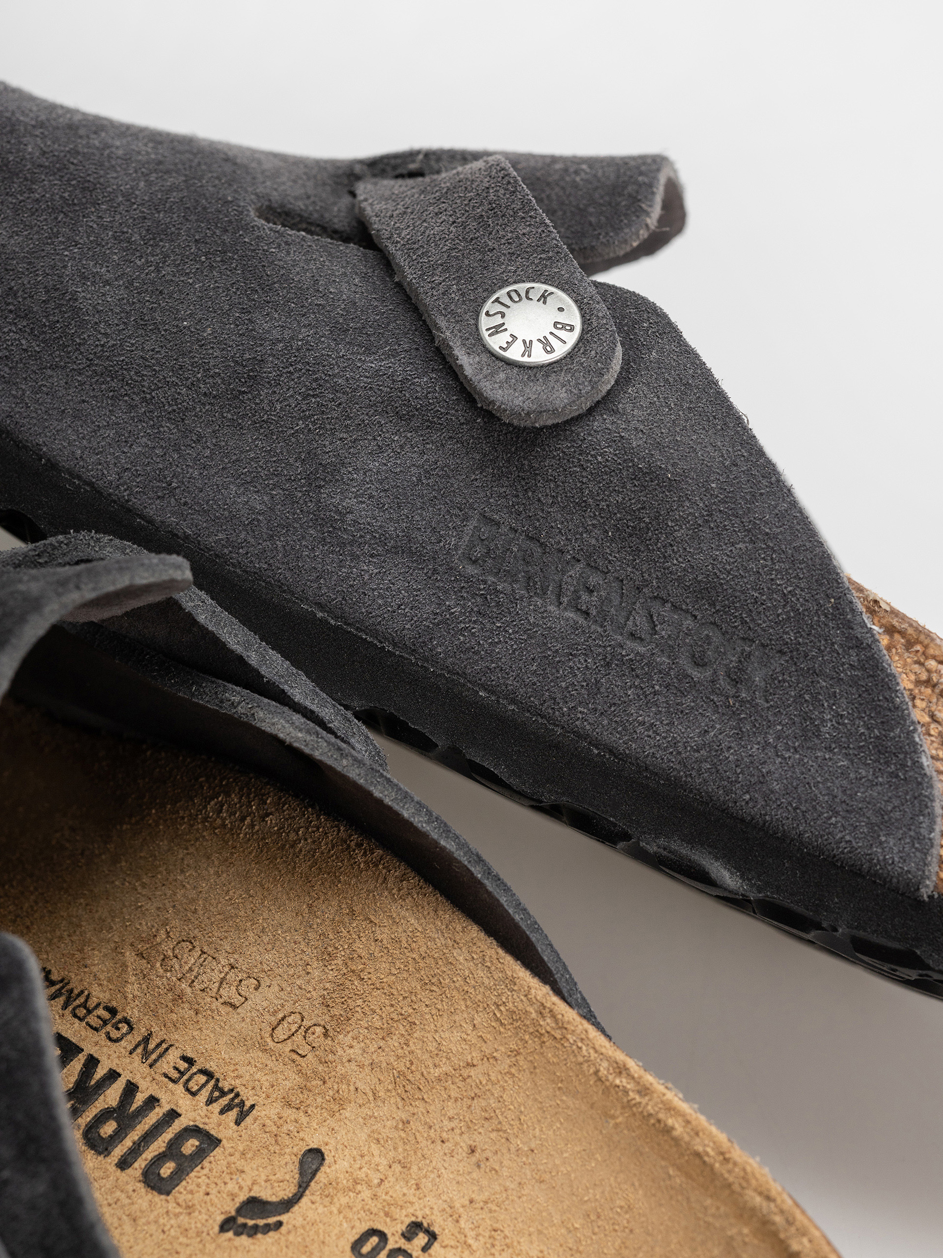 Чехли Birkenstock Boston Suede Leather Narrow (charcoal)
