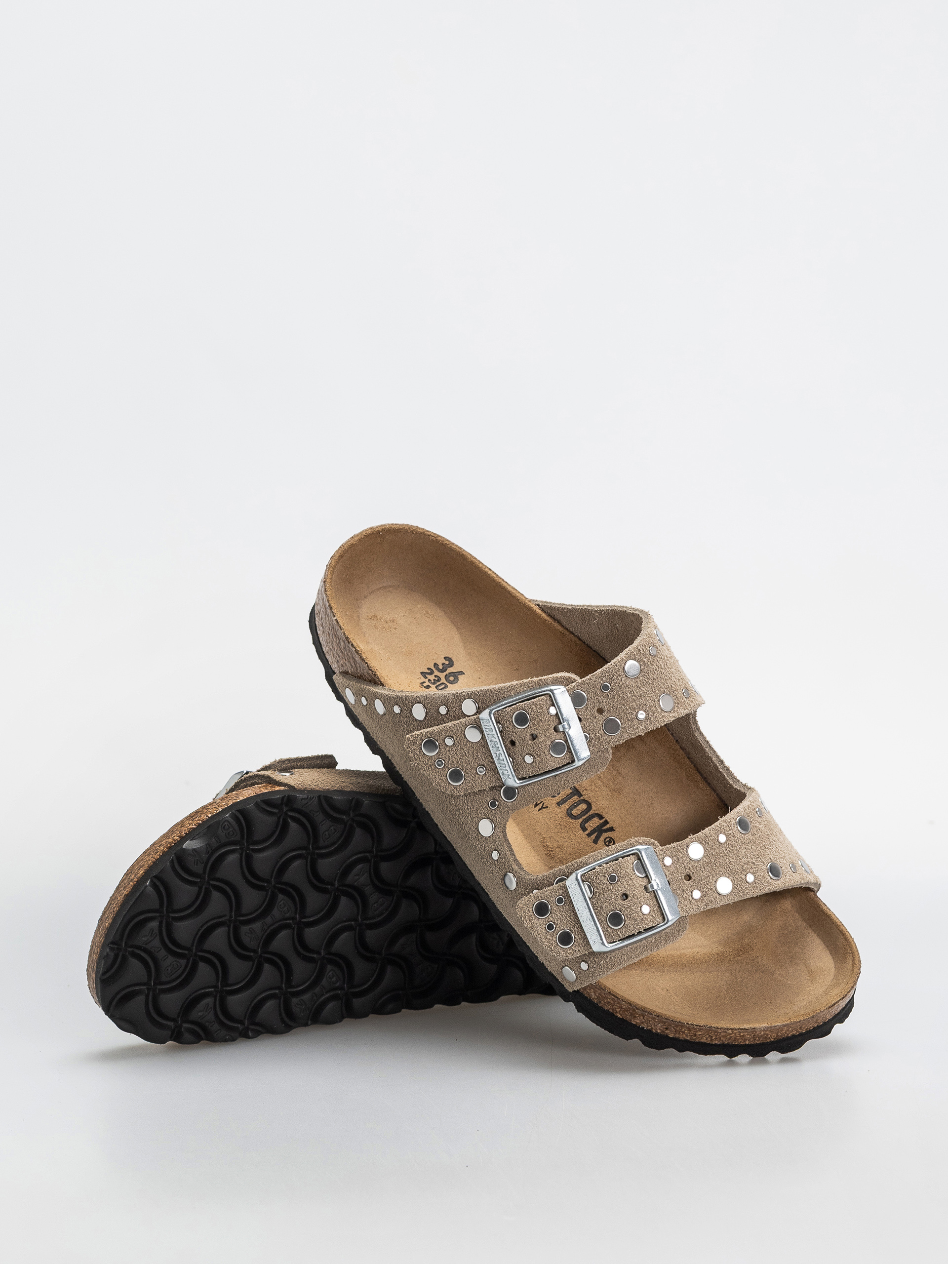 Чехли Birkenstock Arizona Rivets Suede Leather Narrow Wmn (taupe)