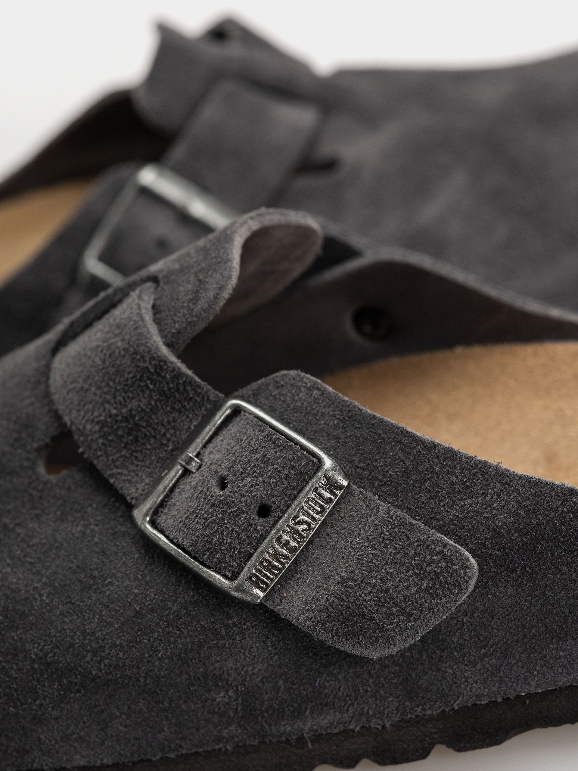 Чехли Birkenstock Boston Suede Leather Regular (charcoal)