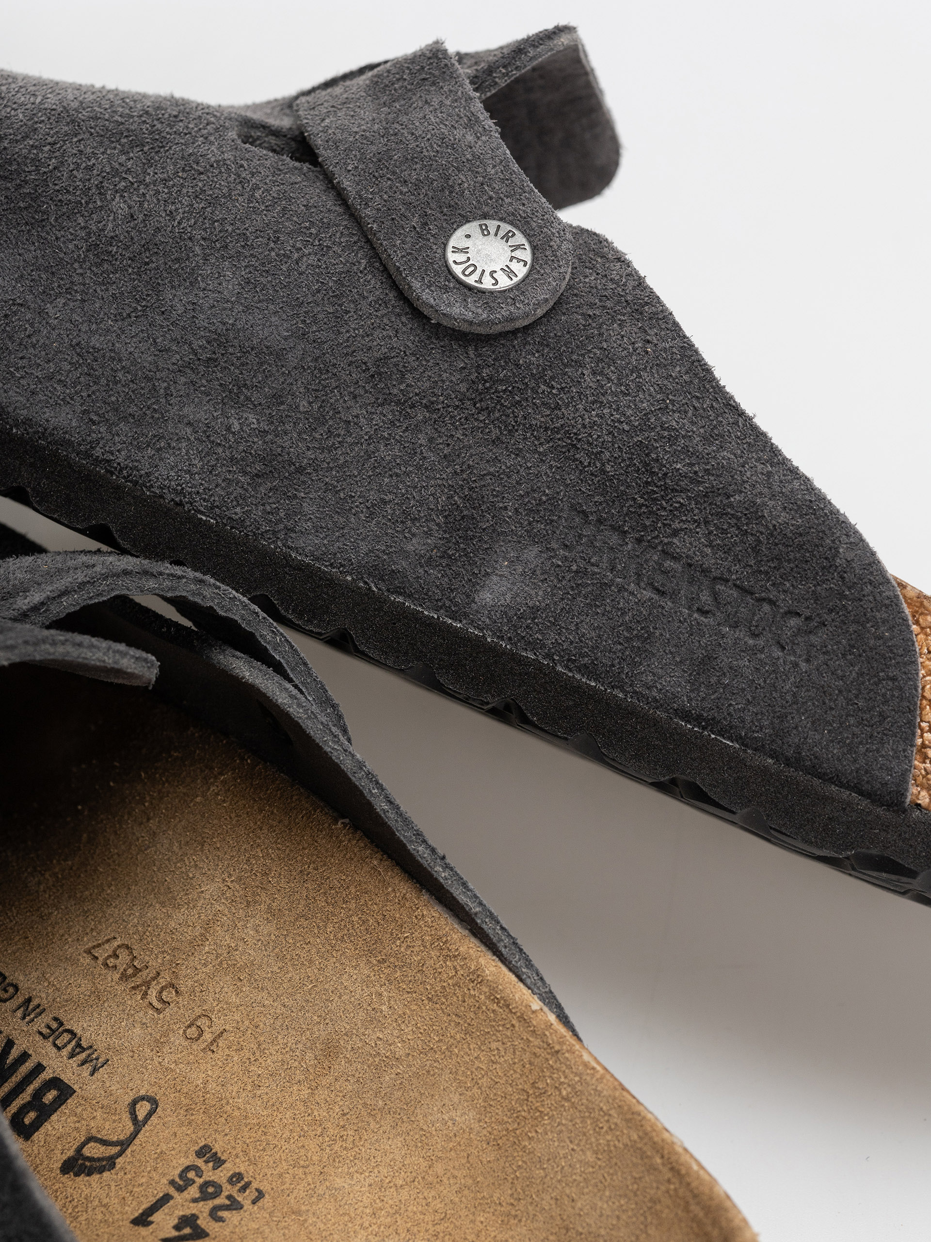 Чехли Birkenstock Boston Suede Leather Regular (charcoal)