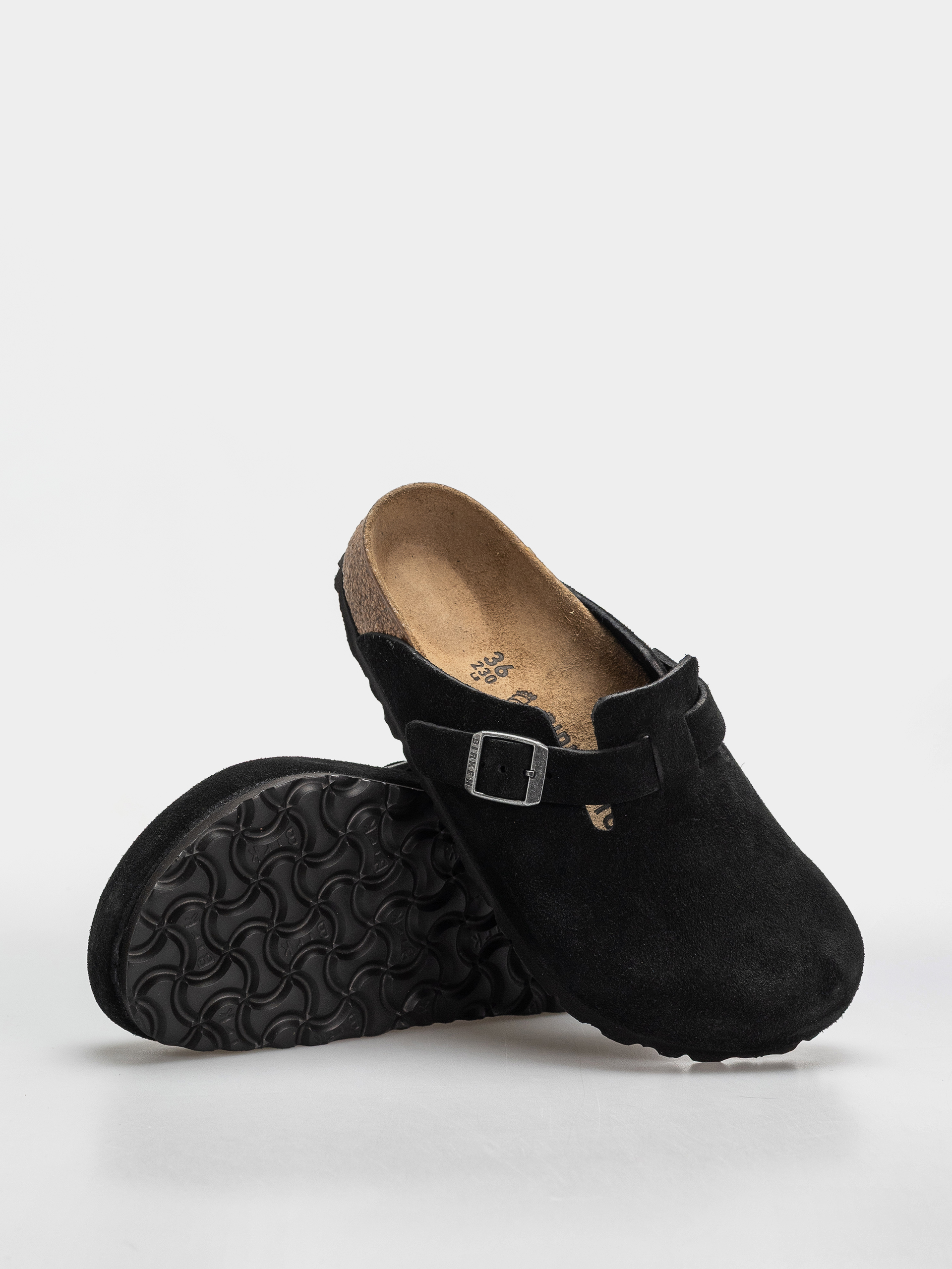 Чехли Birkenstock Boston Suede Leather Regular (black)