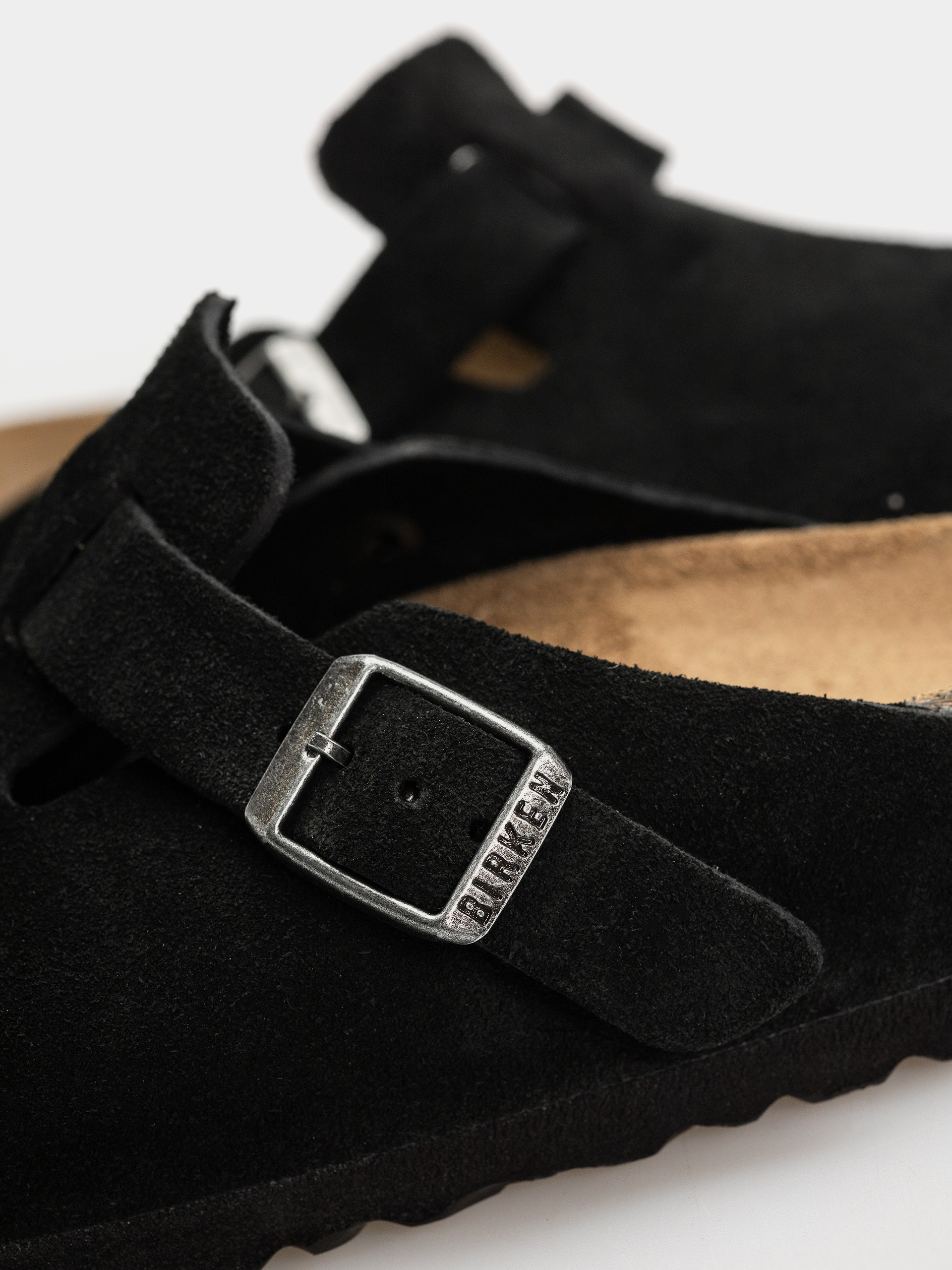 Чехли Birkenstock Boston Suede Leather Regular (black)