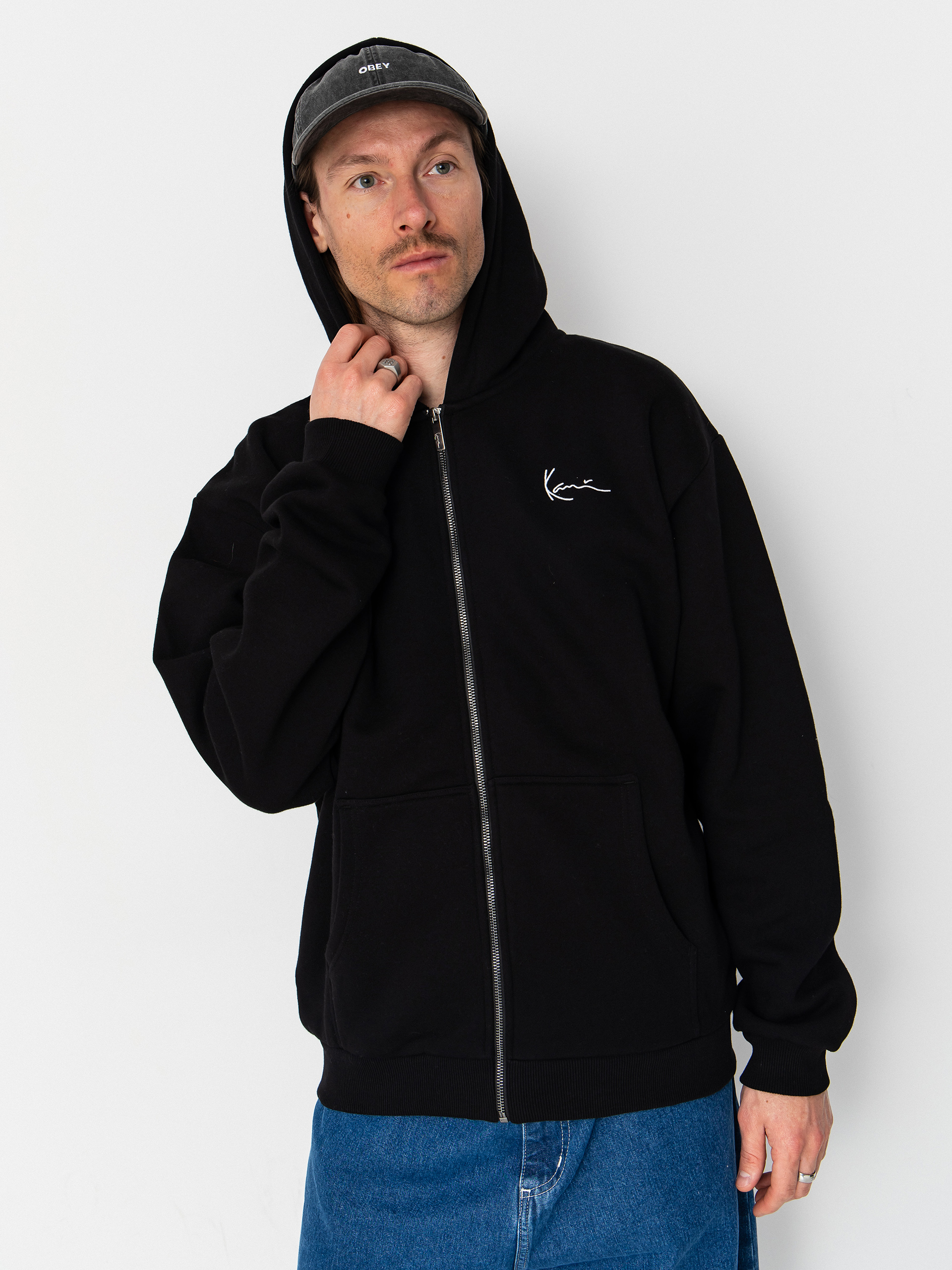 Суитшърт с качулка Karl Kani Chest Signature Essential ZHD (dark grey)