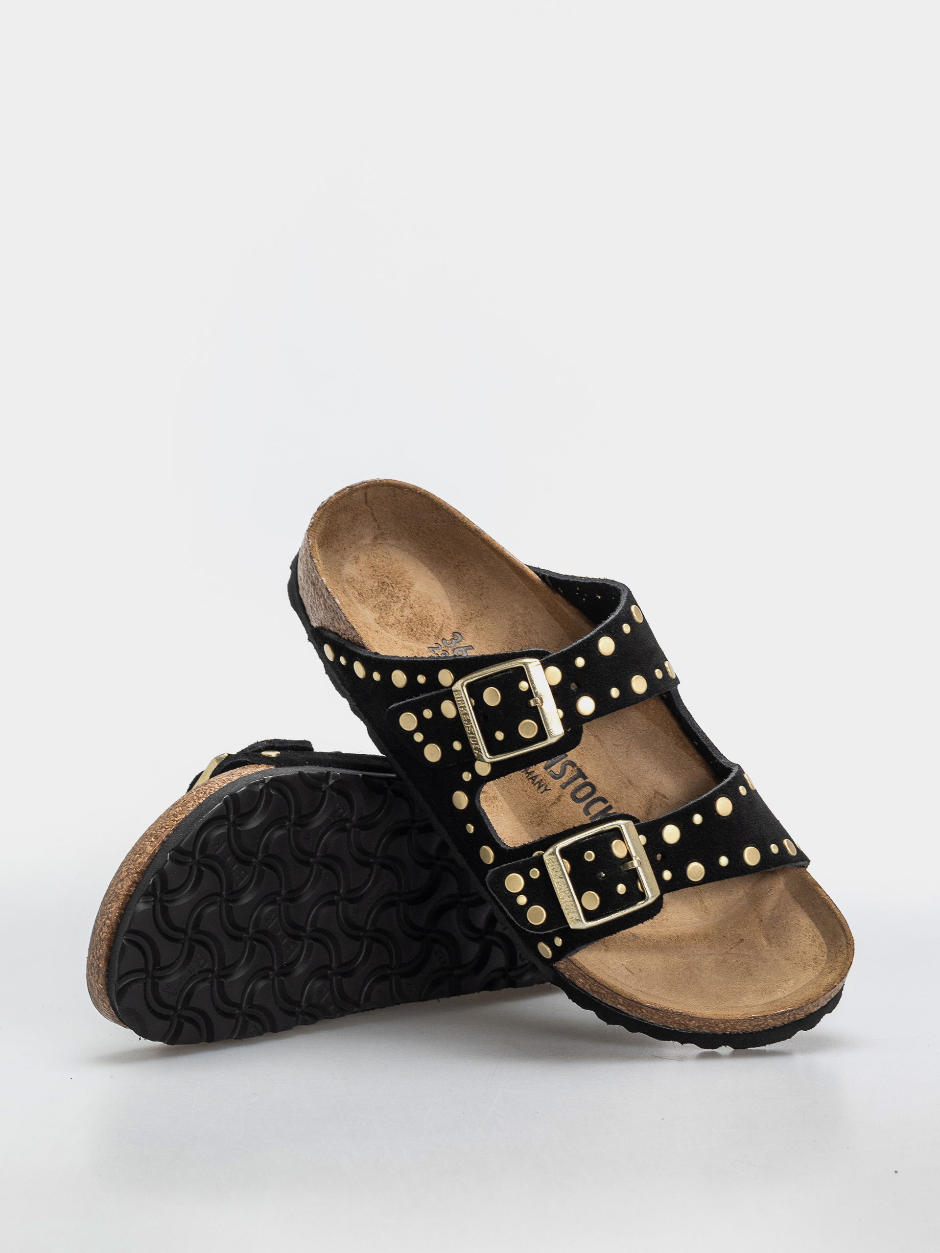 Чехли Birkenstock Arizona Rivets Suede Leather Narrow Wmn (black)