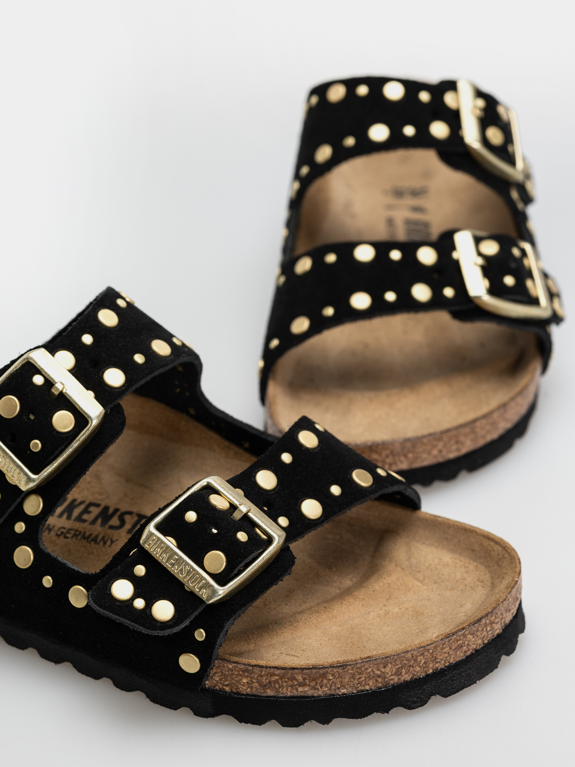 Чехли Birkenstock Arizona Rivets Suede Leather Narrow Wmn (black)
