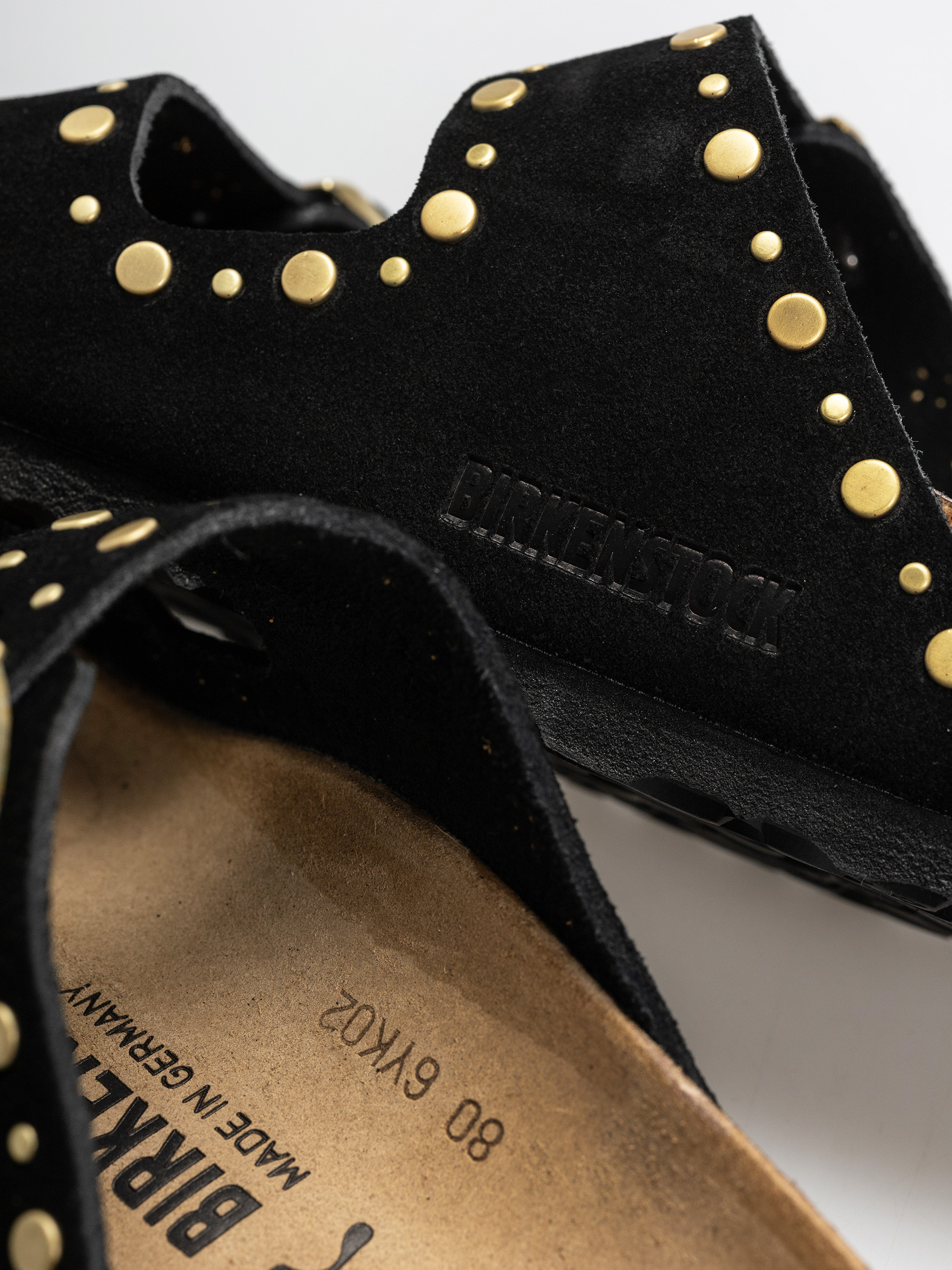 Чехли Birkenstock Arizona Rivets Suede Leather Narrow Wmn (black)