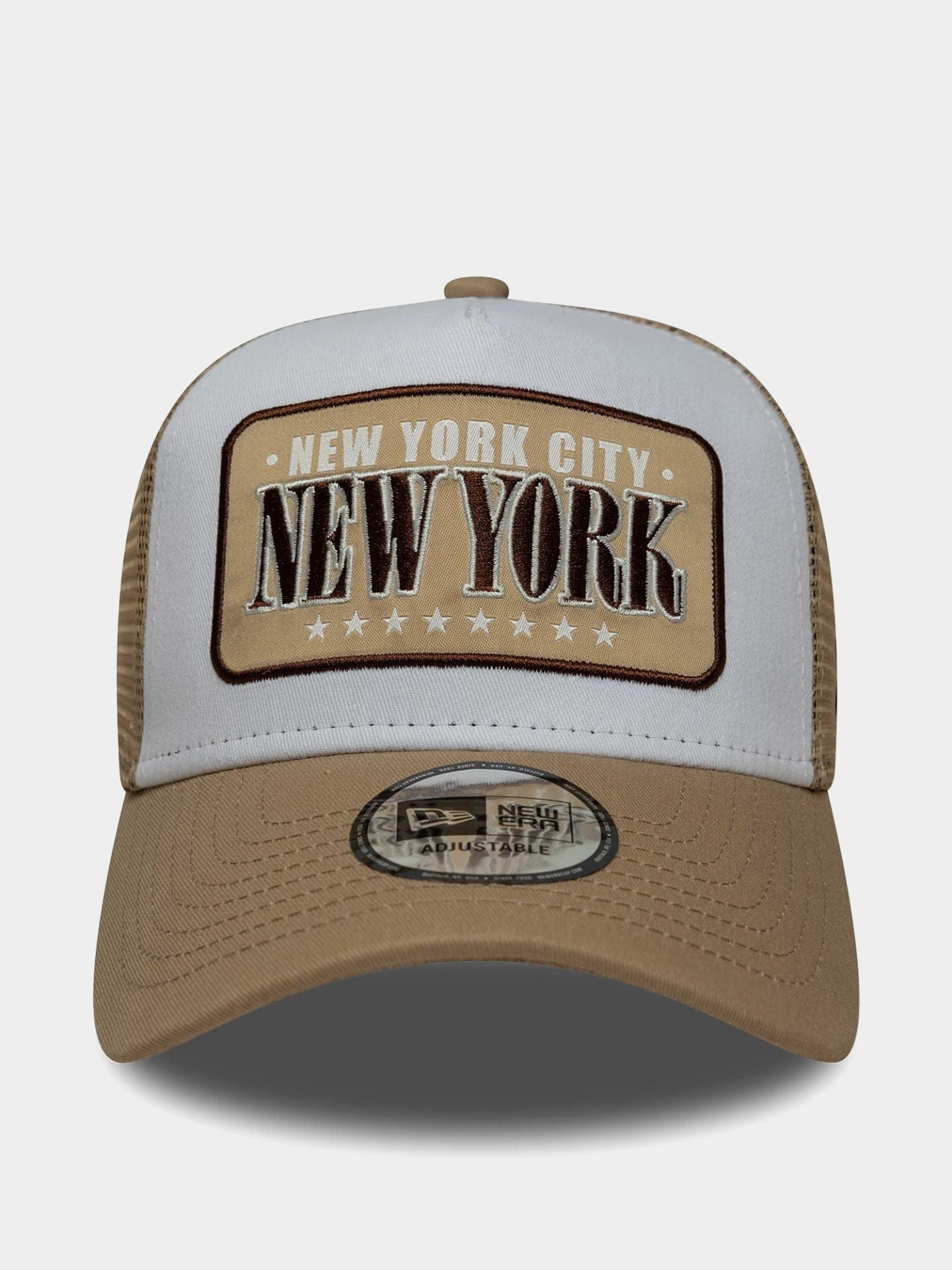 Шапка с козирка New Era Location Patch Trucker (camel/white)