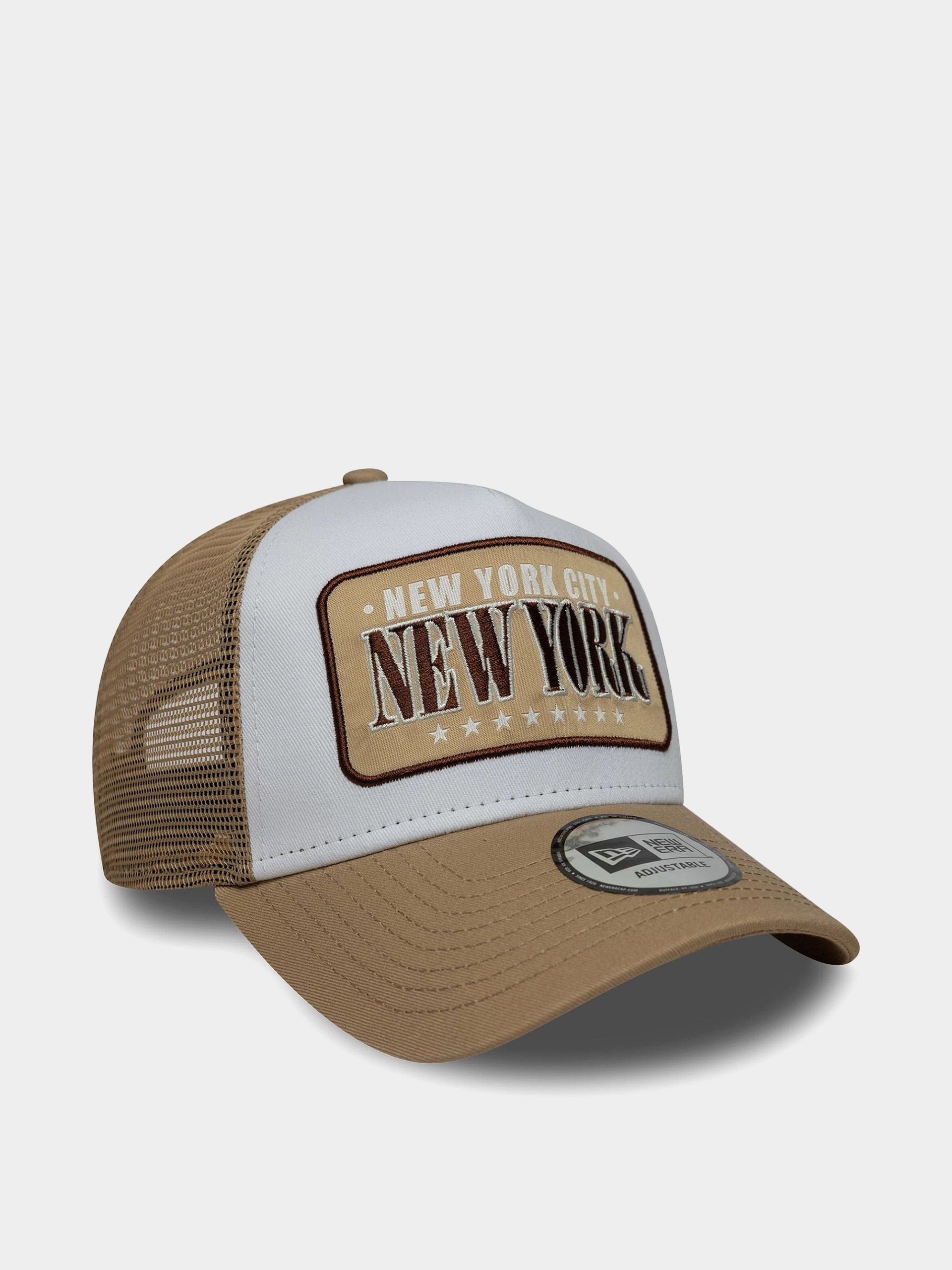 Шапка с козирка New Era Location Patch Trucker (camel/white)