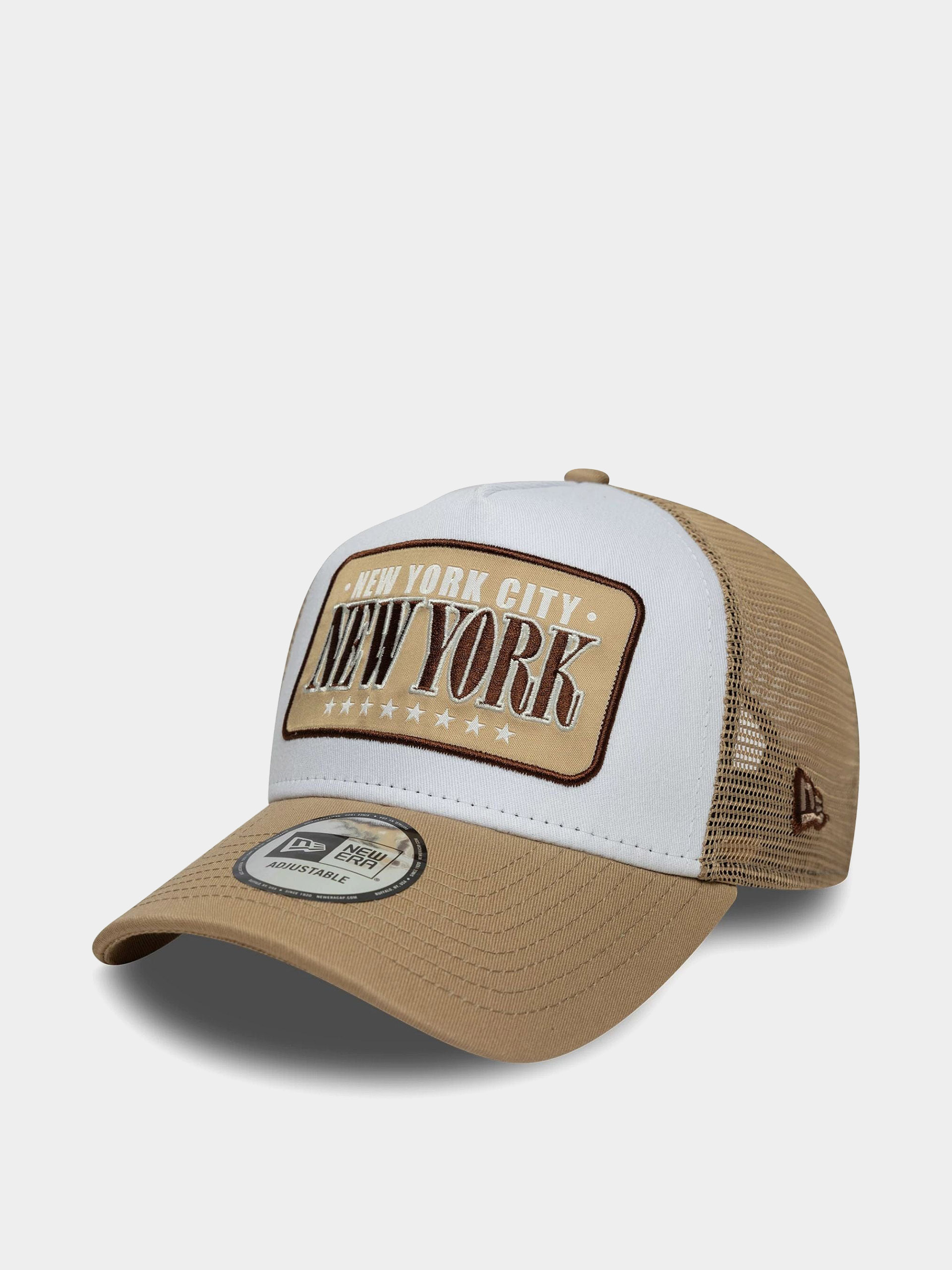 Шапка с козирка New Era Location Patch Trucker (camel/white)