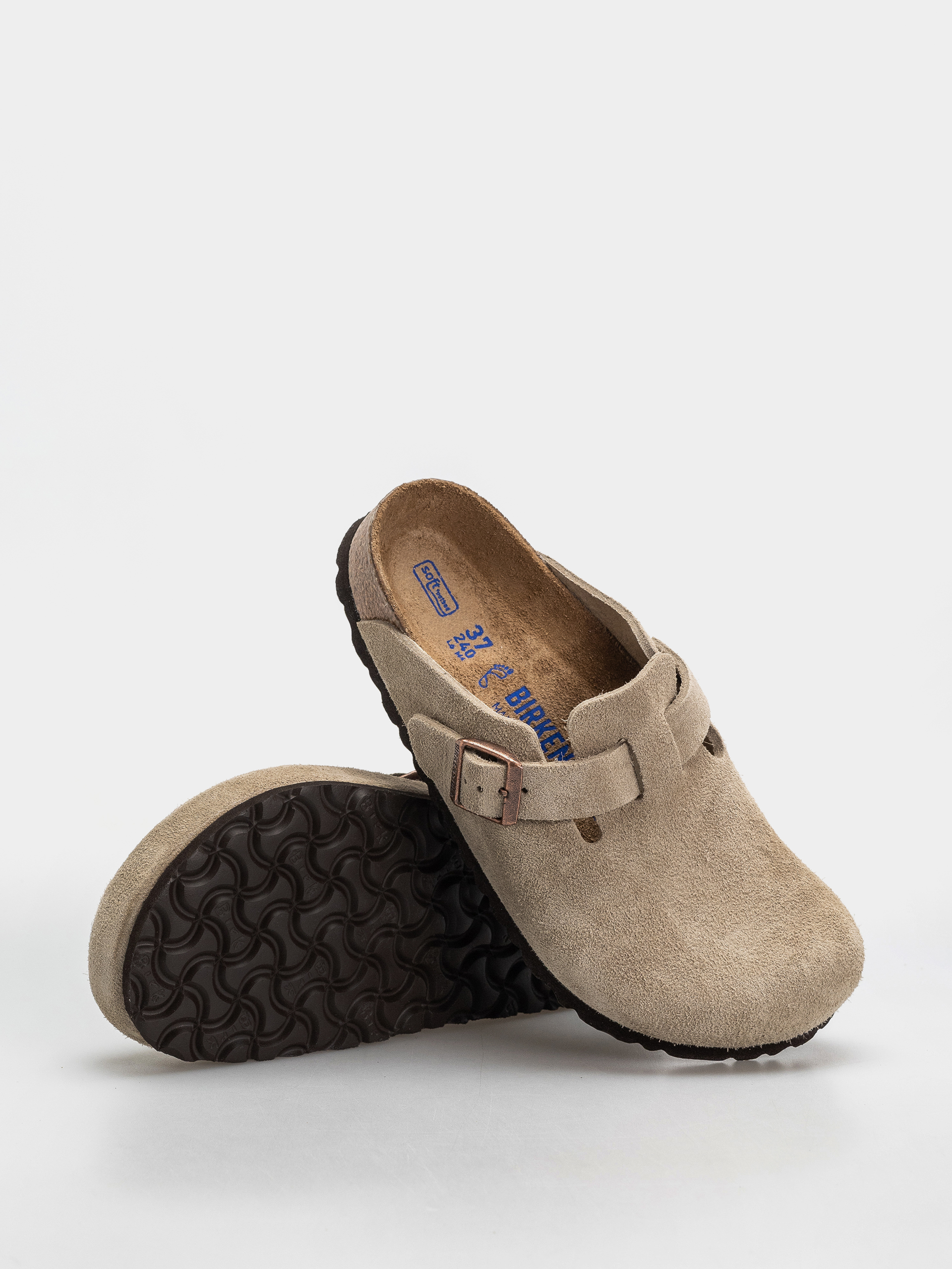 Чехли Birkenstock Boston Soft Footbed Suede Leather Regular (taupe)