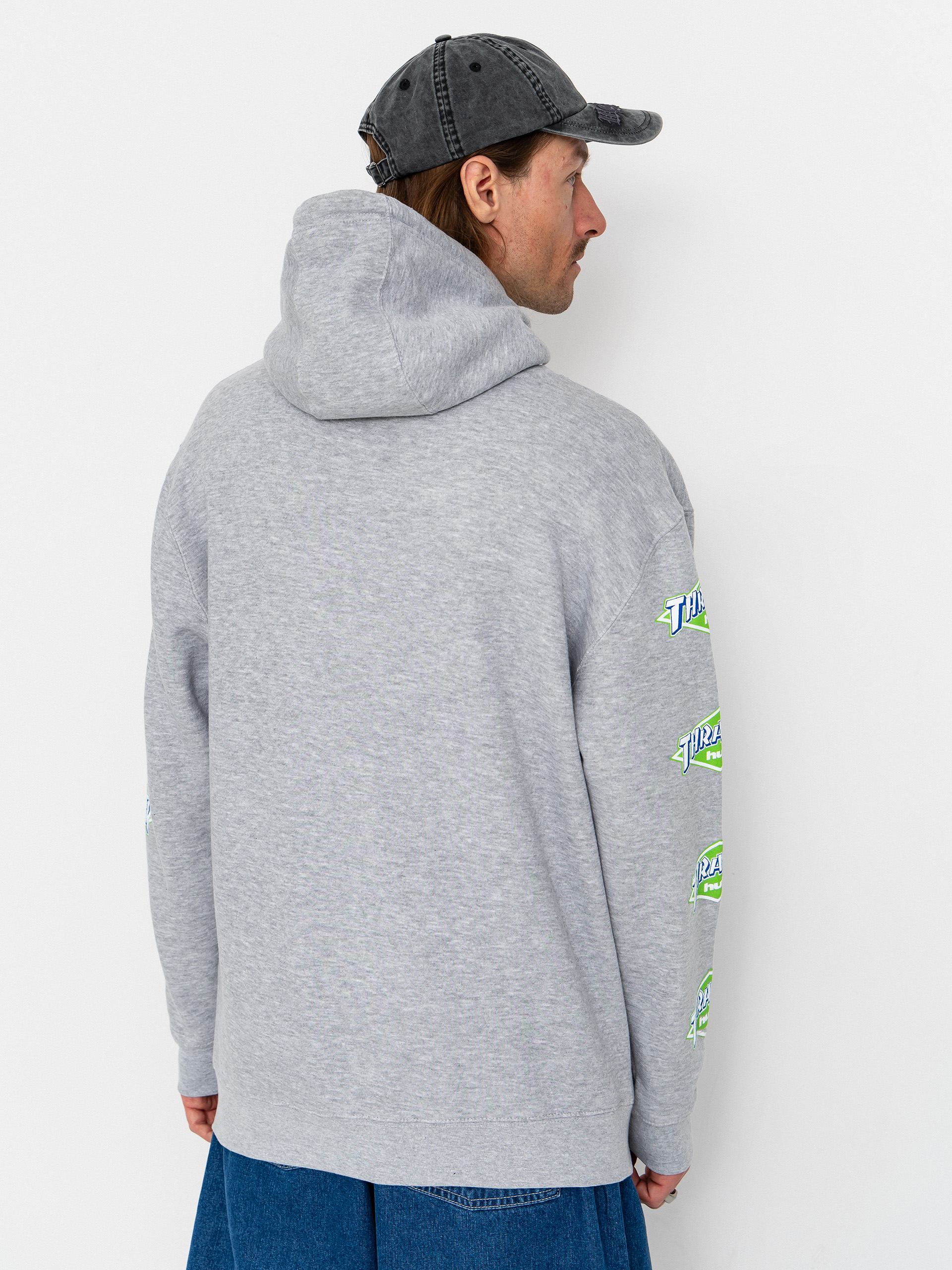 Суитшърт с качулка HUF X Thrasher Logo HD (heather grey)