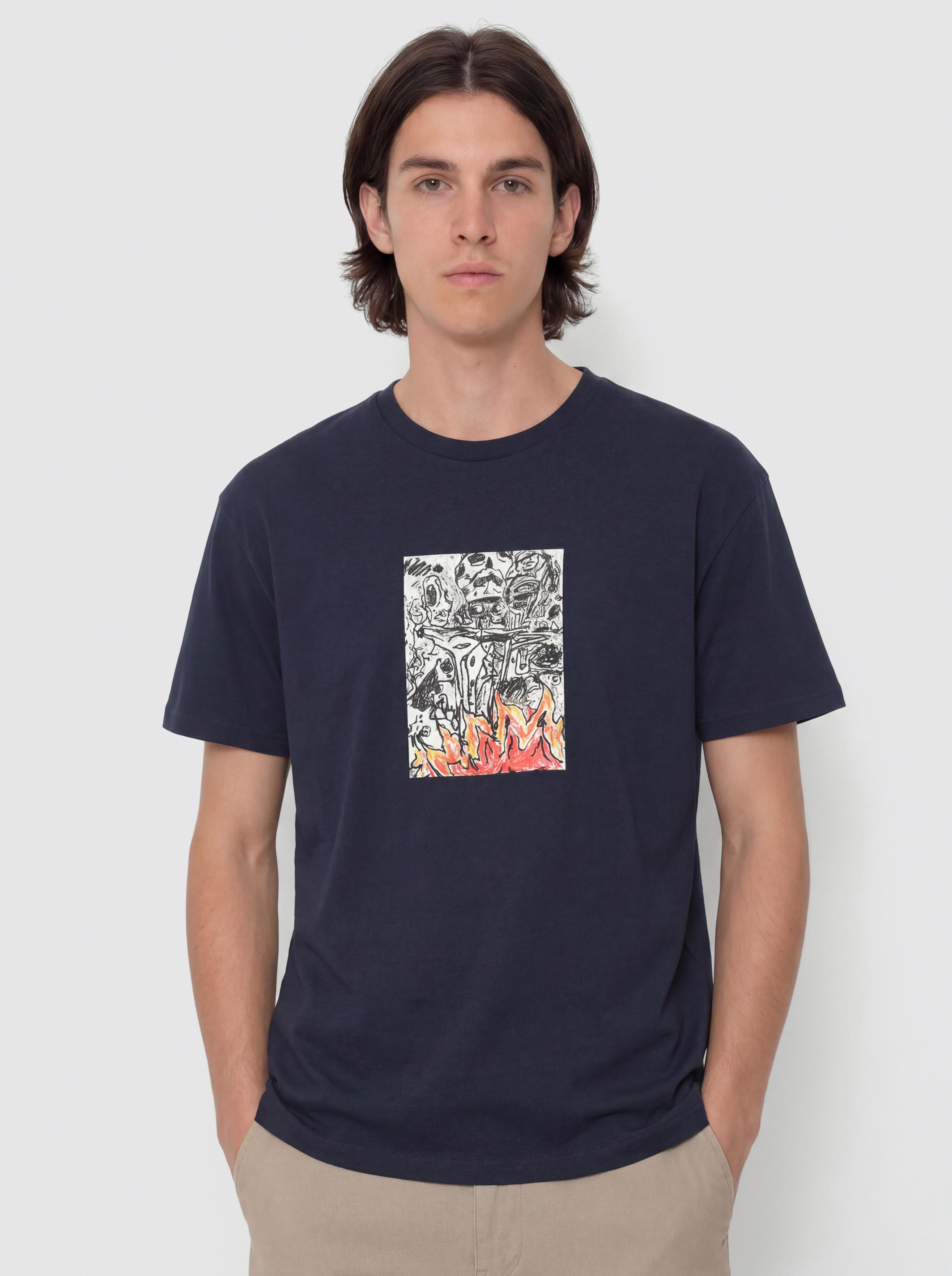 Тениска Poetic Collective Burning Skull (navy)