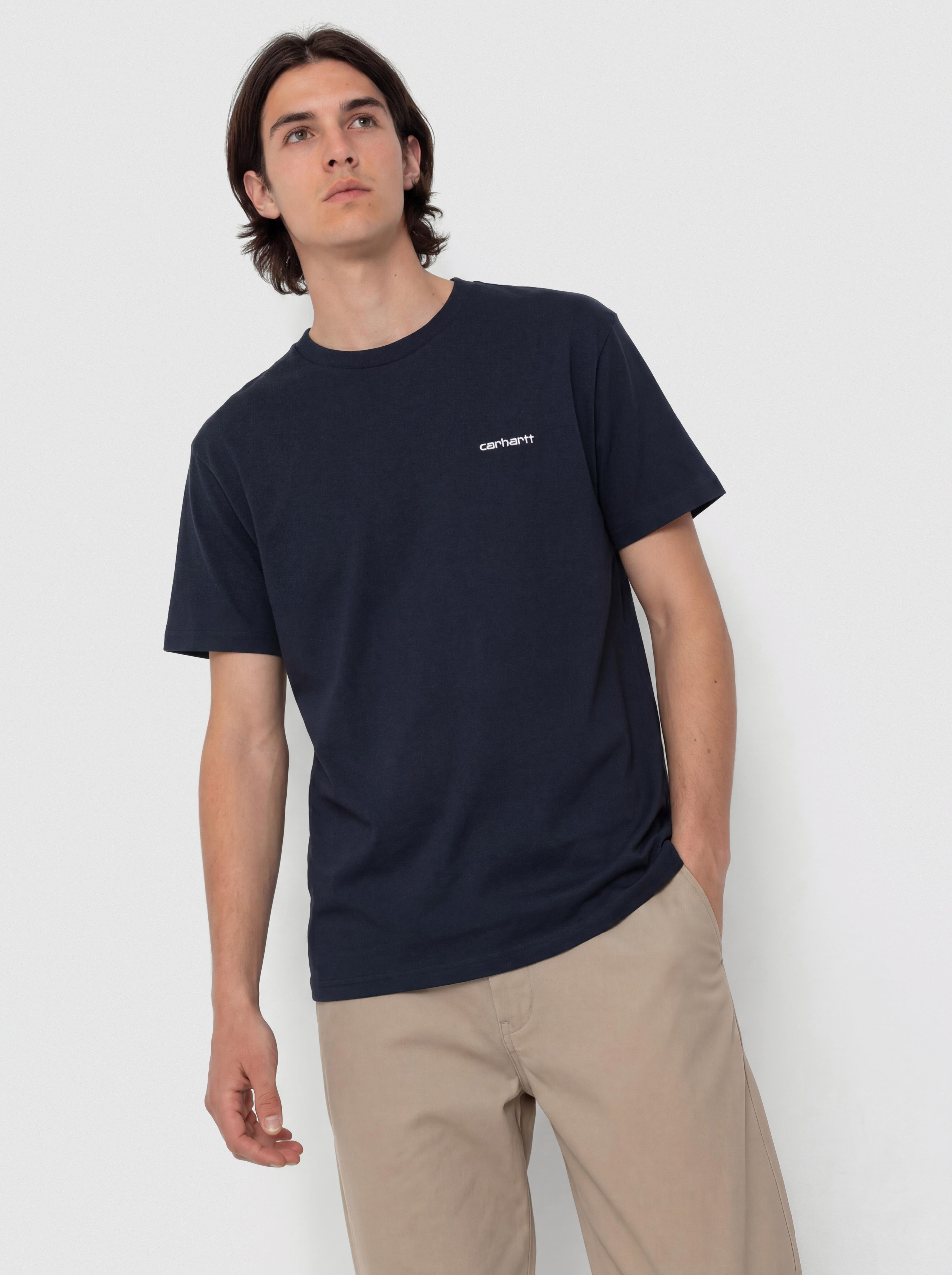 Тениска Carhartt WIP Script Embroidery (deep night/white)