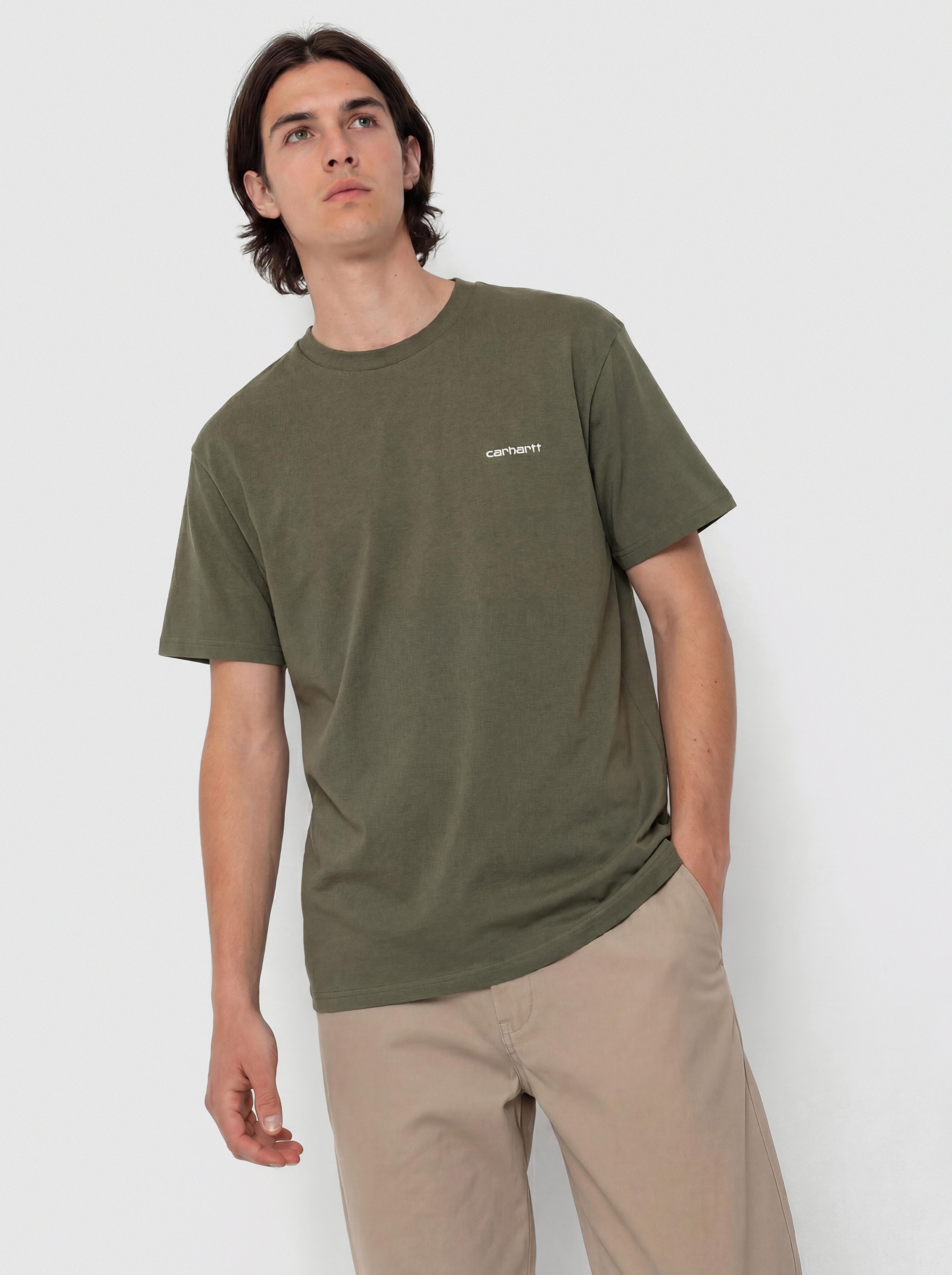 Тениска Carhartt WIP Script Embroidery (leaf/white)