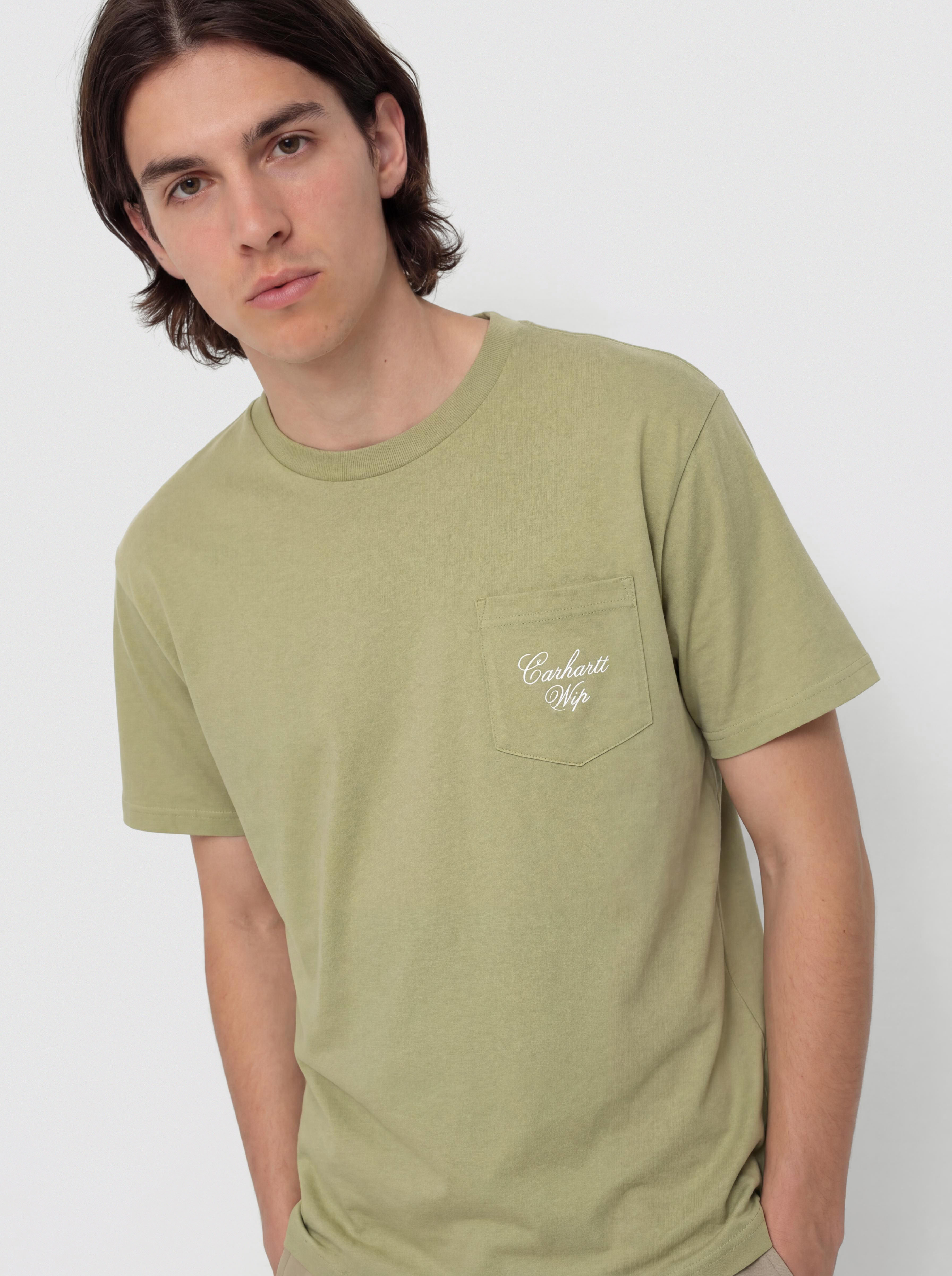 Тениска Carhartt WIP Longhand Pocket (gentle green/white)