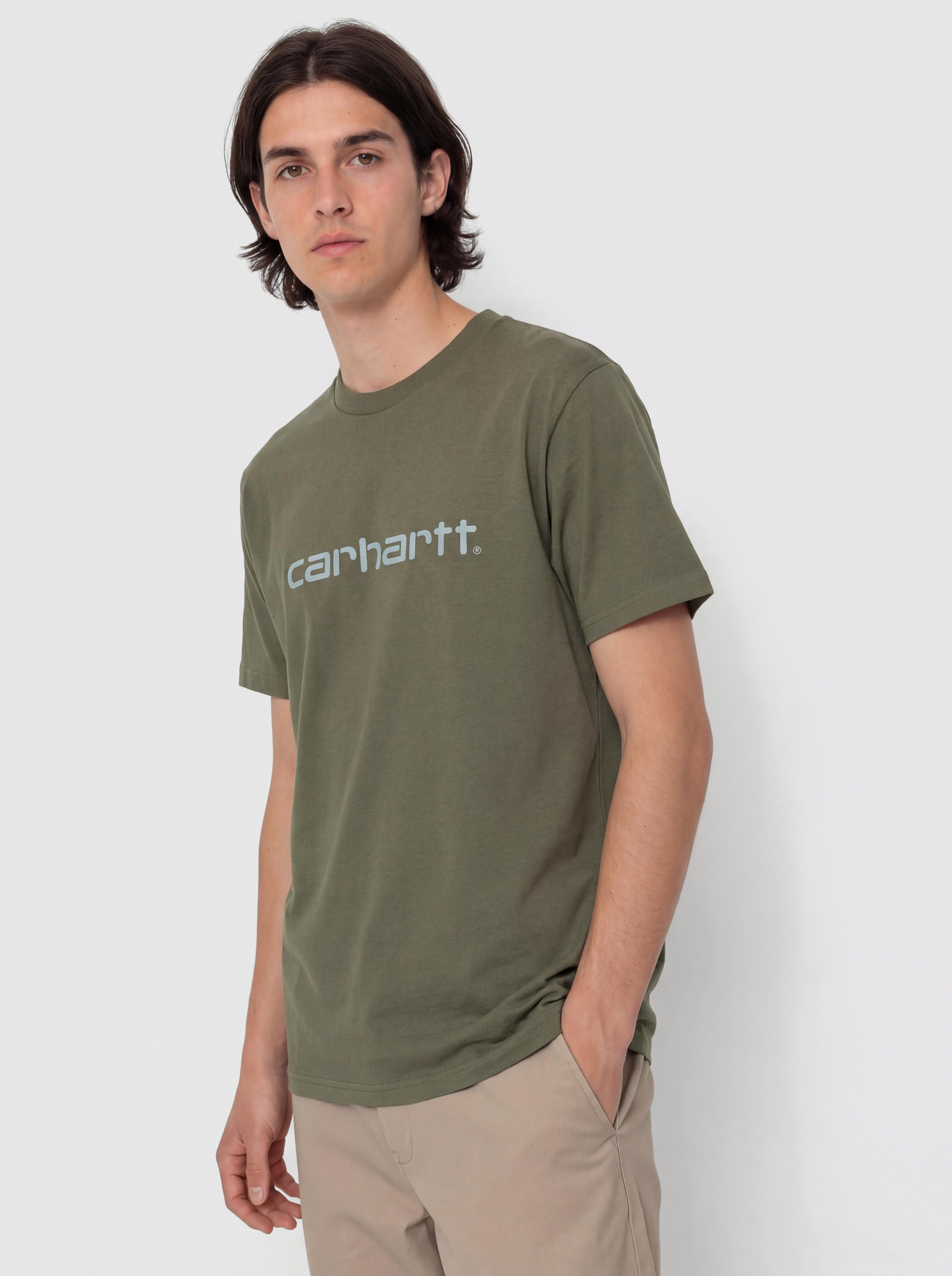 Тениска Carhartt WIP Script (leaf/tourmaline)