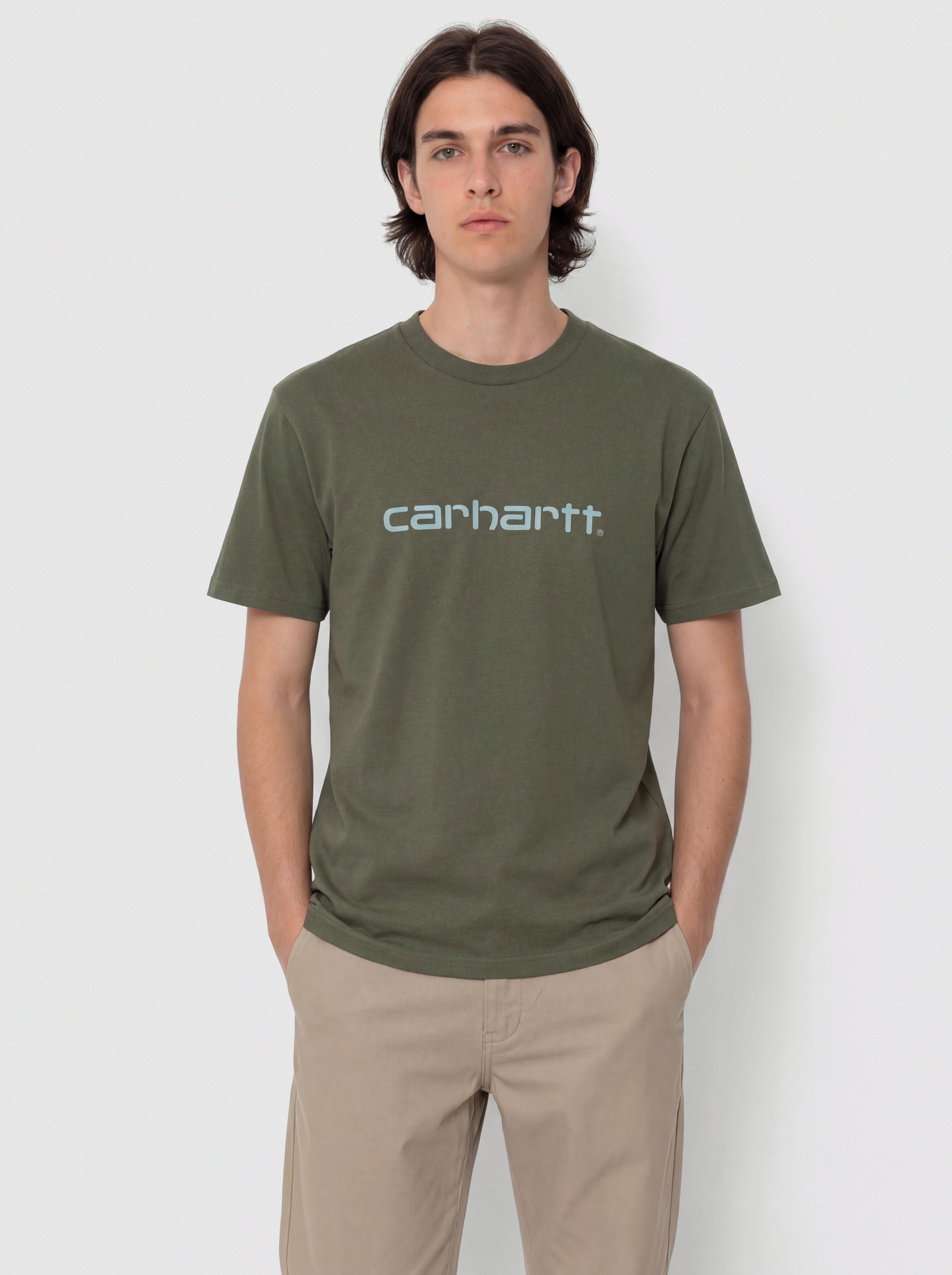 Тениска Carhartt WIP Script (leaf/tourmaline)