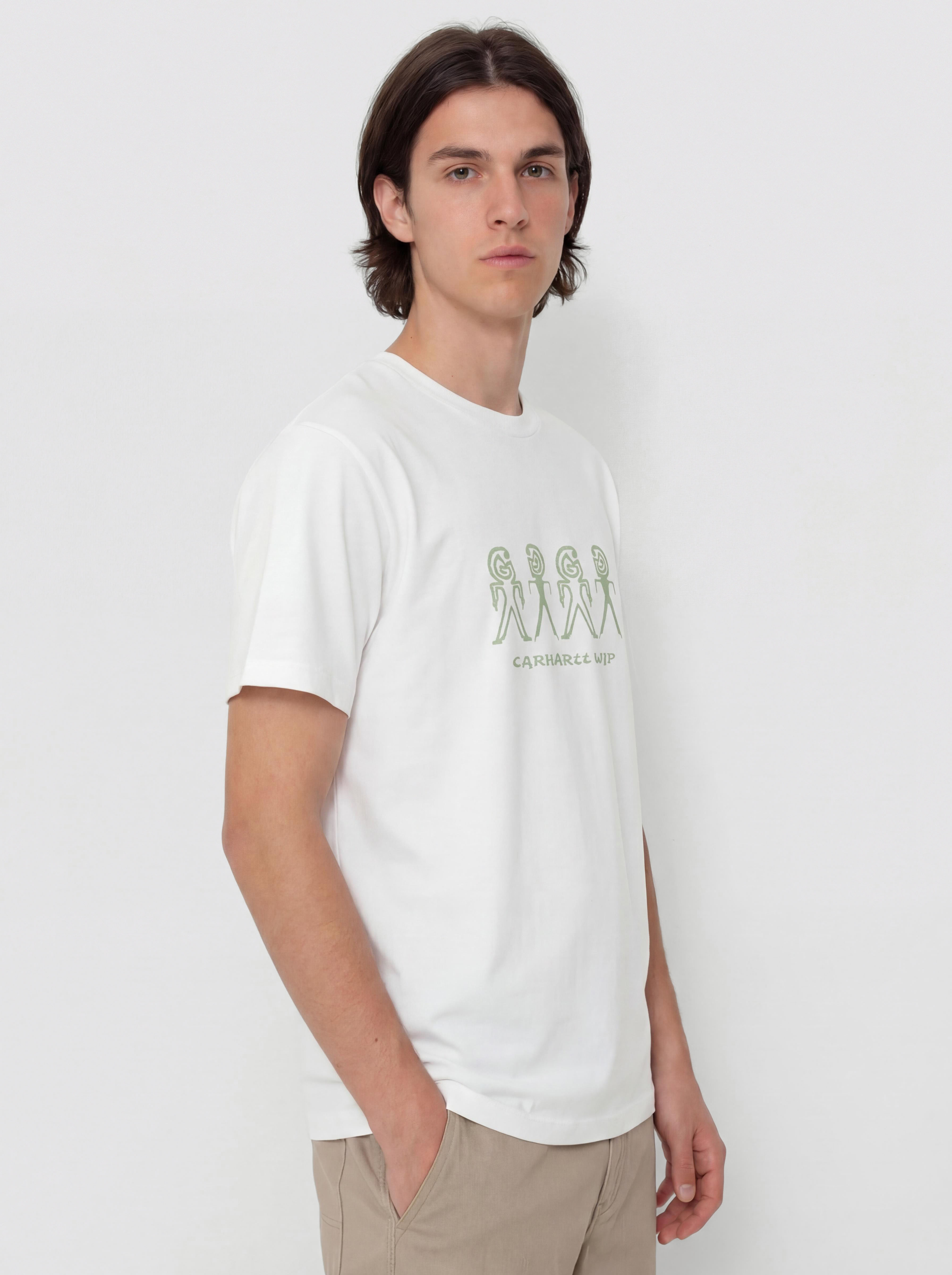 Тениска Carhartt WIP Terrestrial (white/pale olive/pigment garment dyed)