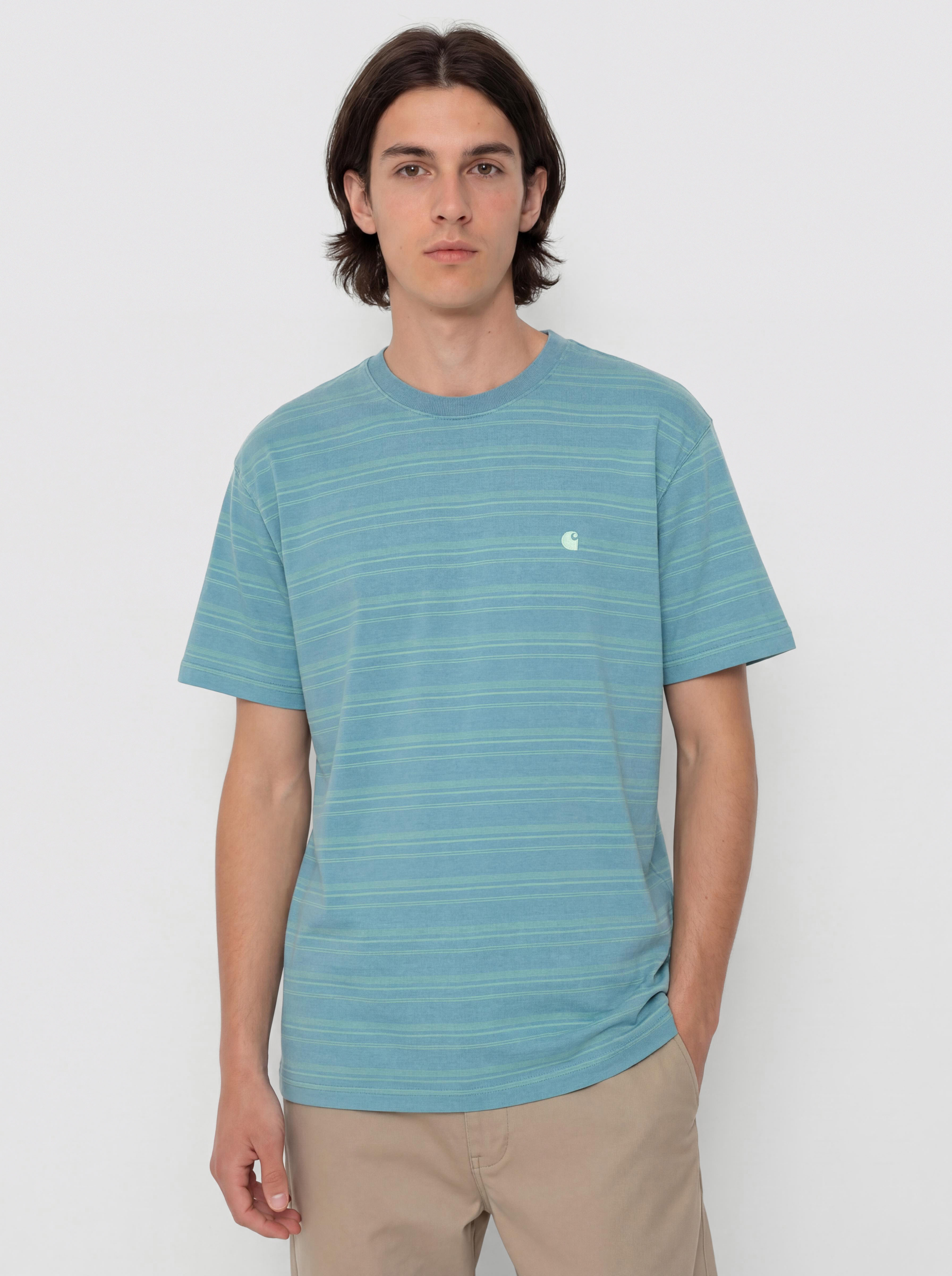 Тениска Carhartt WIP Brodine (brodine stripe/saguaro/indigo overdyed)