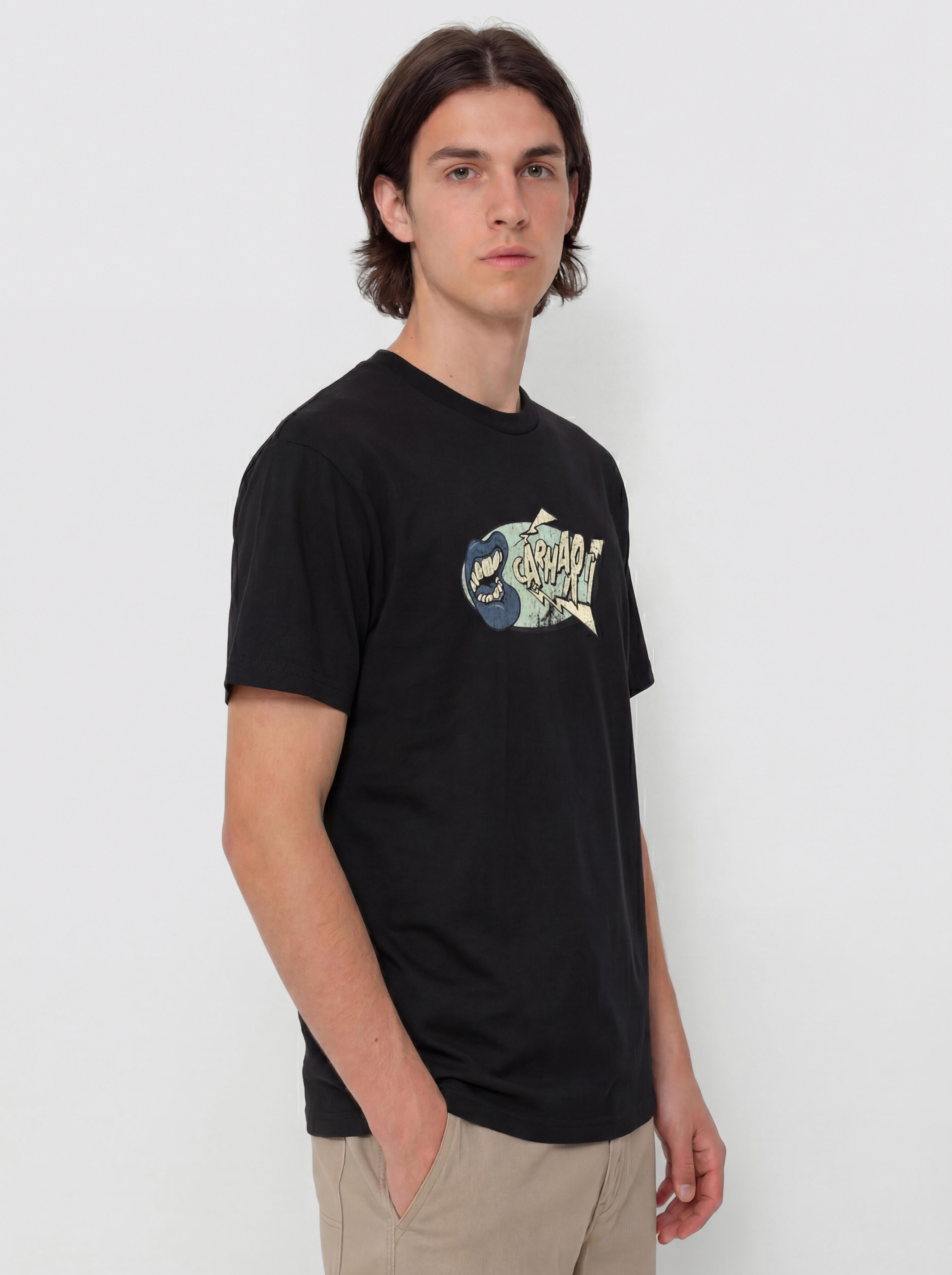 Тениска Carhartt WIP Louder (black/heavy enzyme wash)