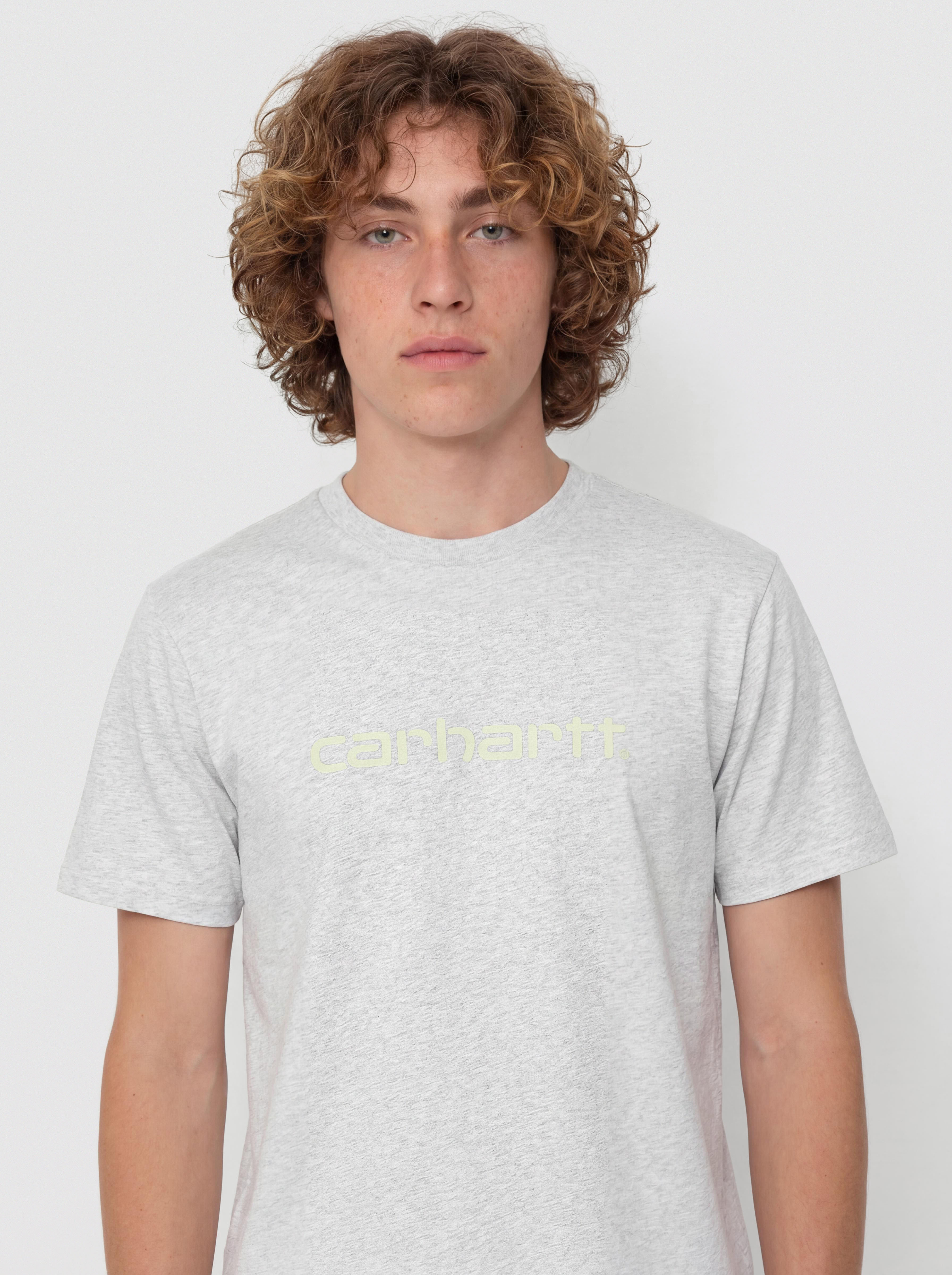 Тениска Carhartt WIP Script (ash heather/air green)