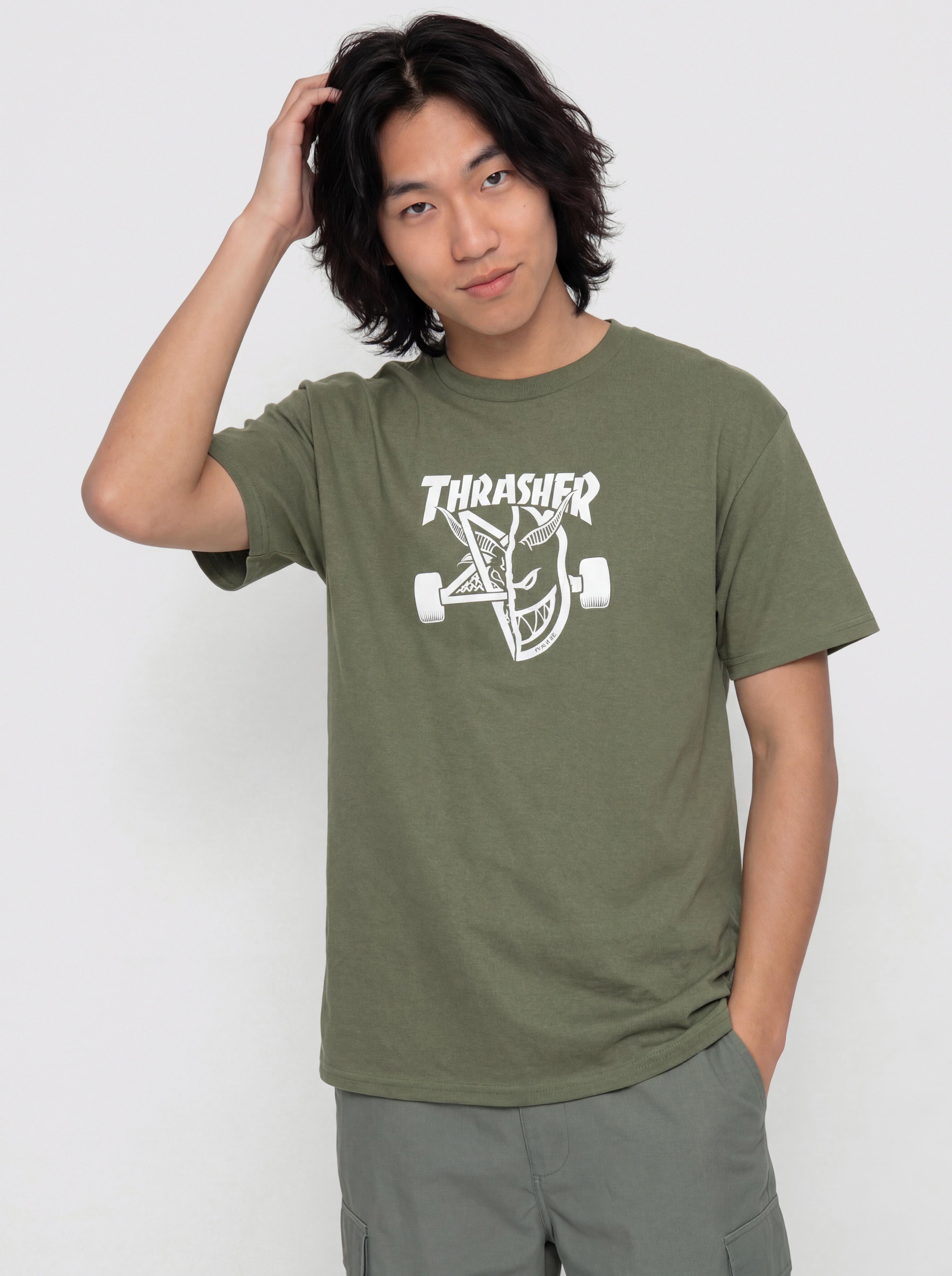 Тениска Thrasher x Spitfire Thrash & Burn (military green)