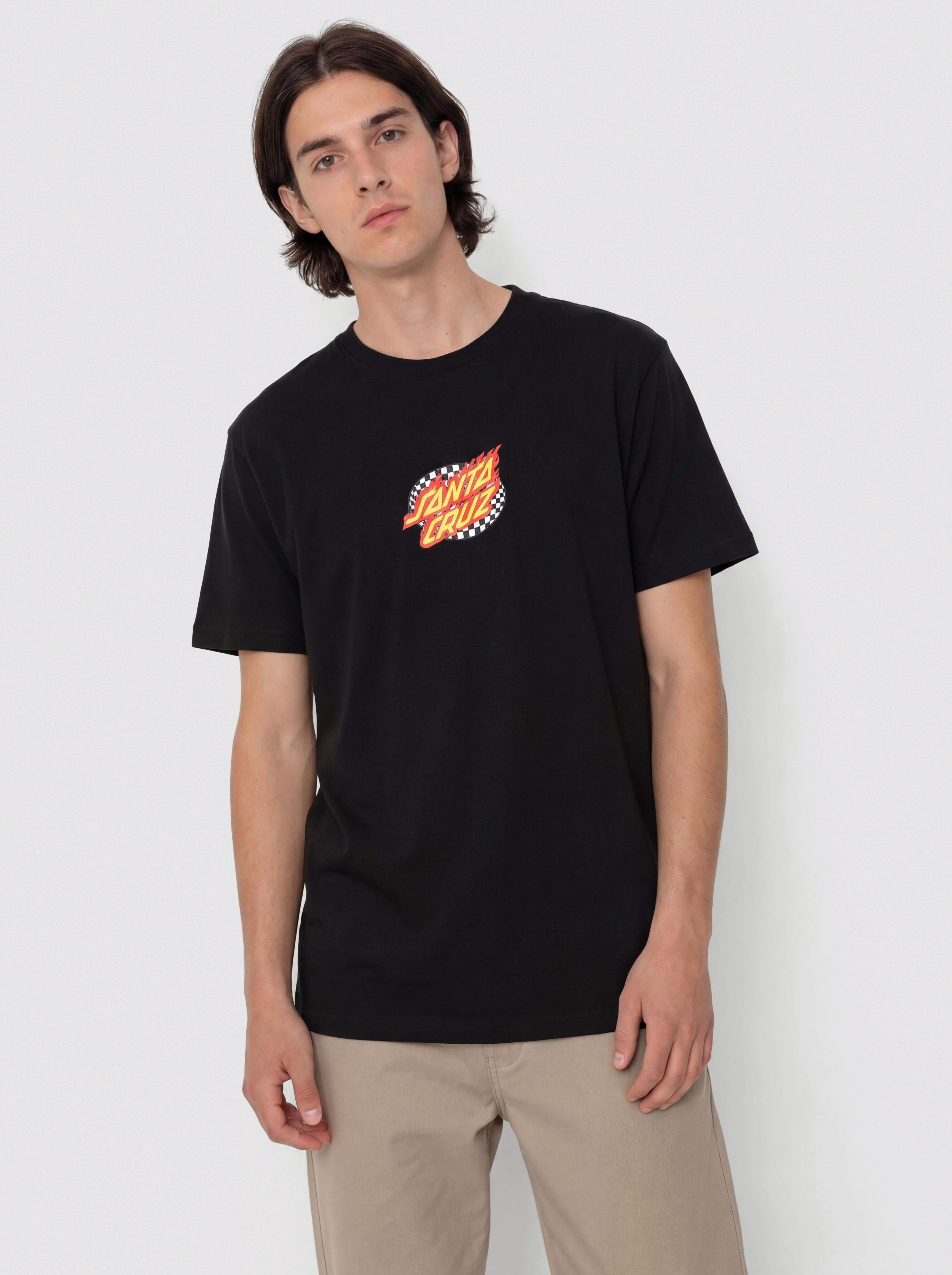 Тениска Santa Cruz Oval Check Flame Front (black)